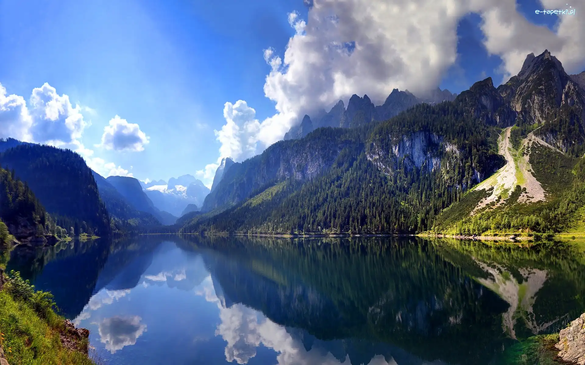 Iglasty, Góry, Las, Chmury, Jezioro, Austria