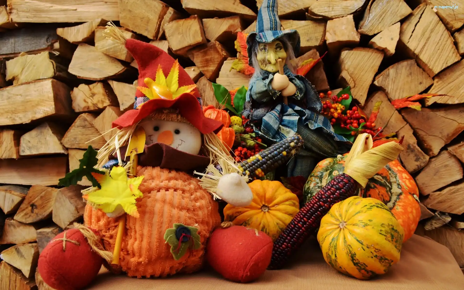 Ludzik, Dynie, Czarownica, Halloween, Ozdoby