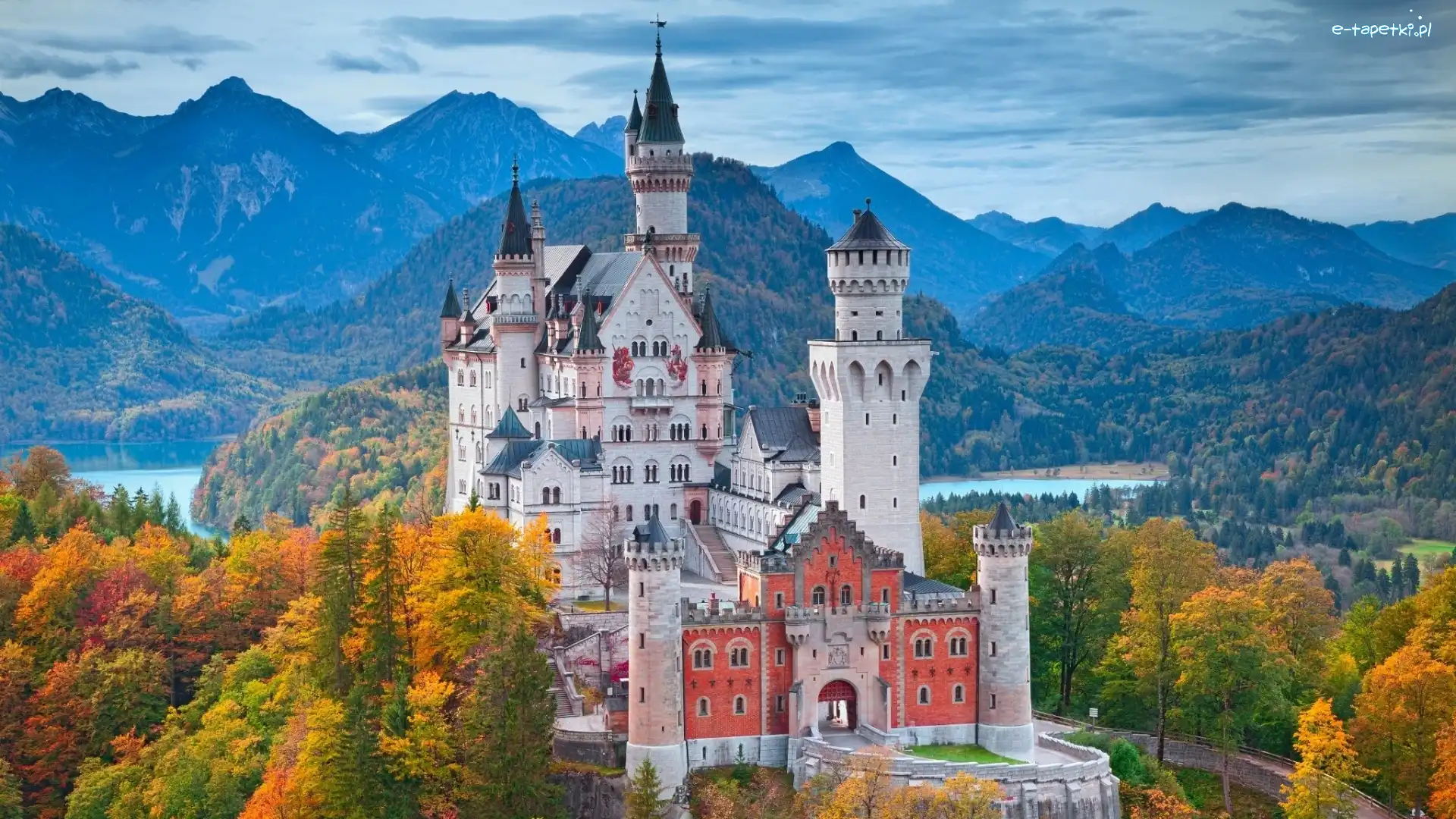 Niemcy, Zamek Neuschwanstein, Bawaria, Drzewa, Skały
