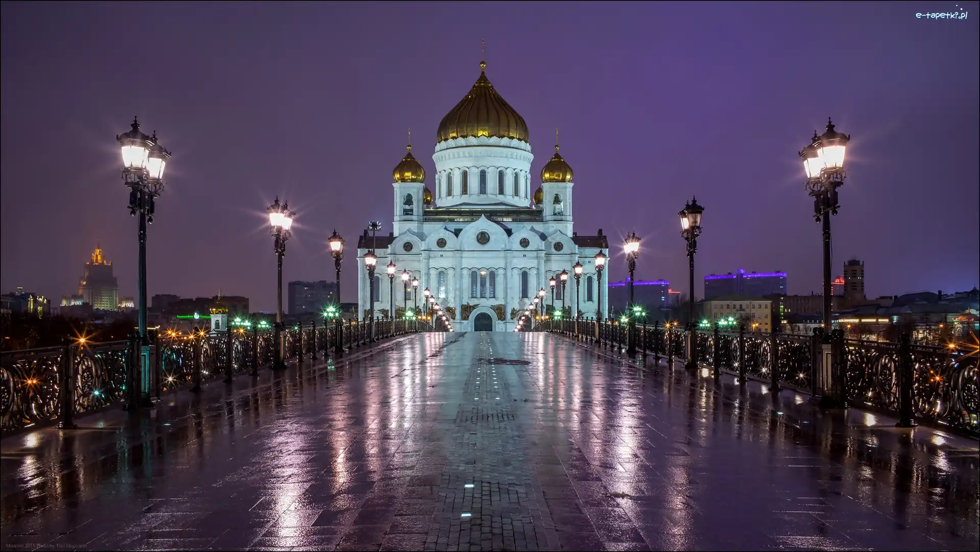 Latarnie , Moskwa, Most, Budynek, Nocą, Miasto