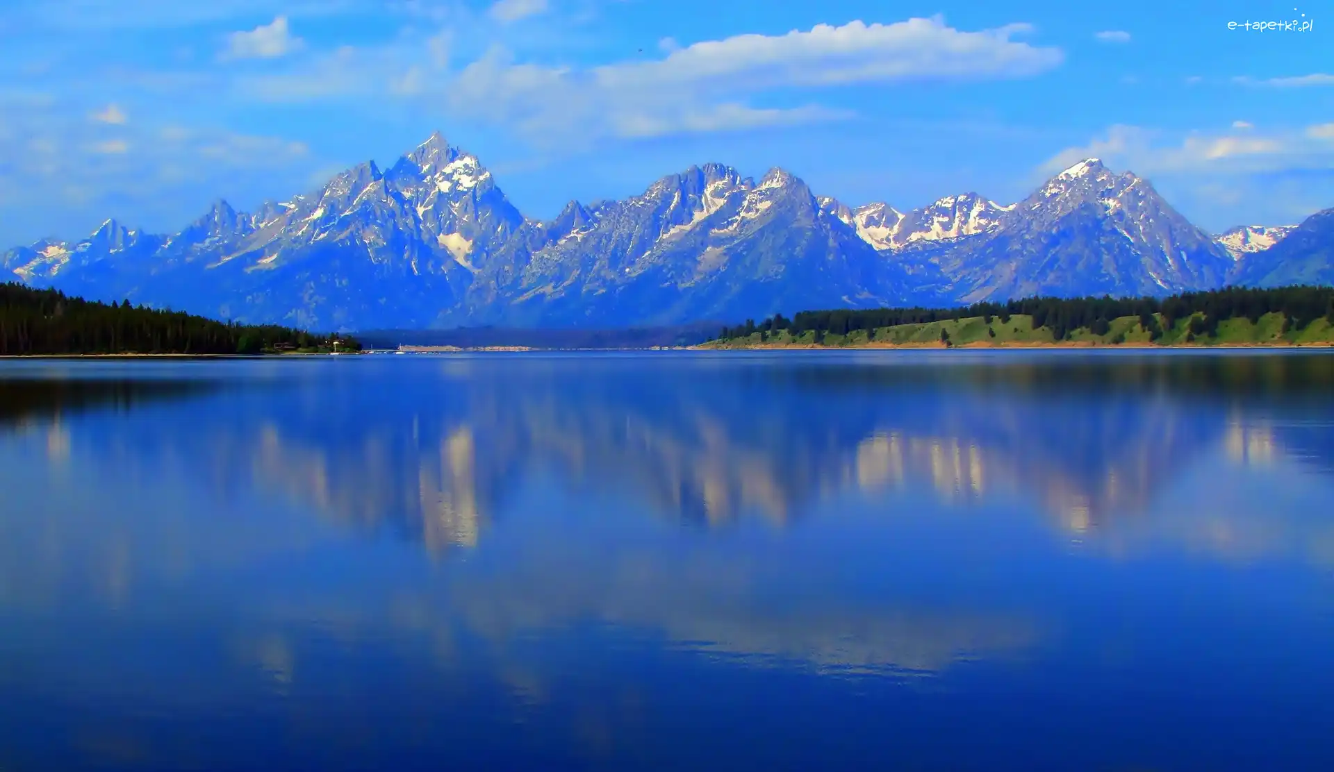 Stany Zjednoczone, Park Narodowy Grand Teton, Stan Wyoming, Jezioro Jackson Lake, Góry Teton Range