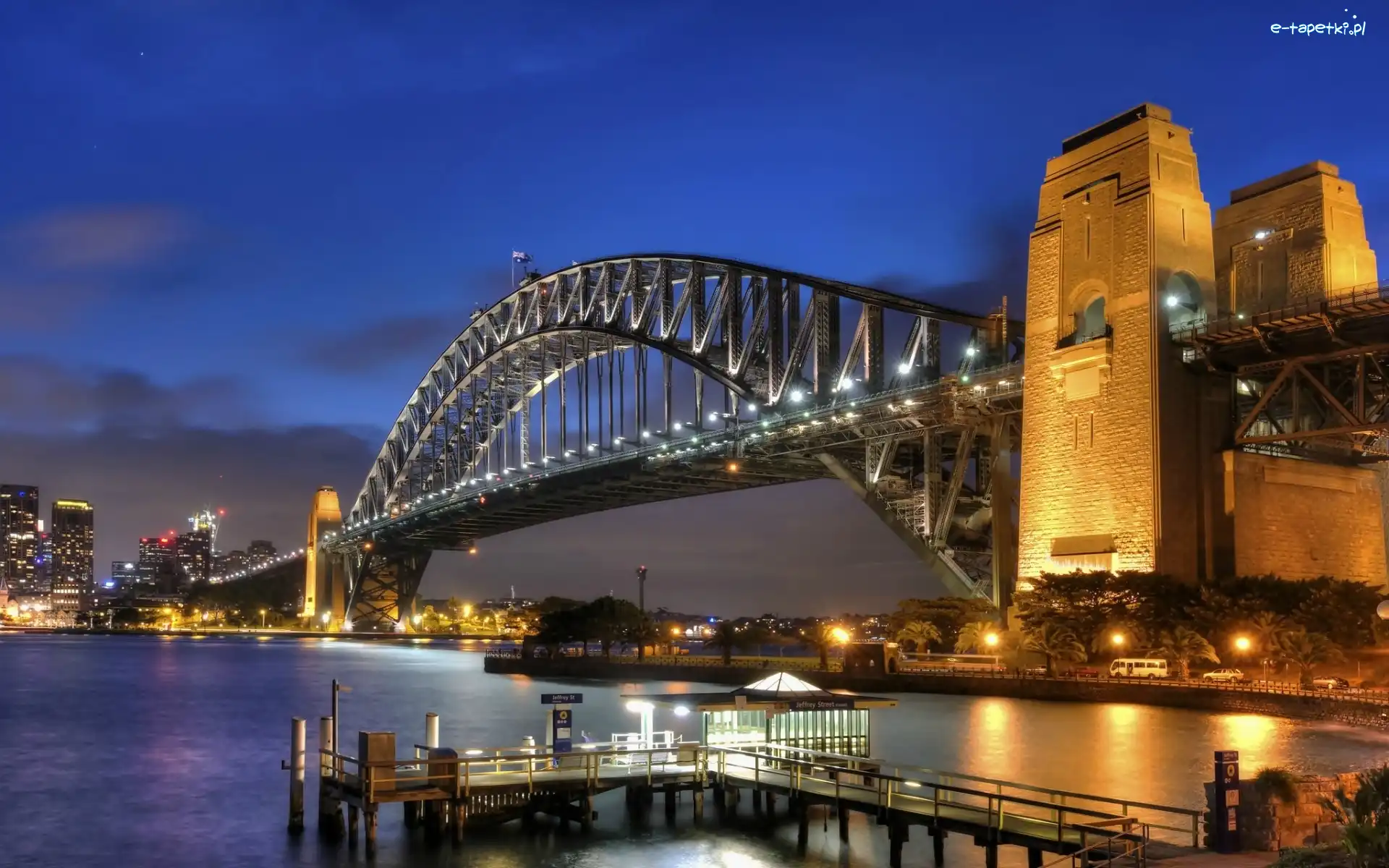 Most, Noc, Światła, Australia, Sydney