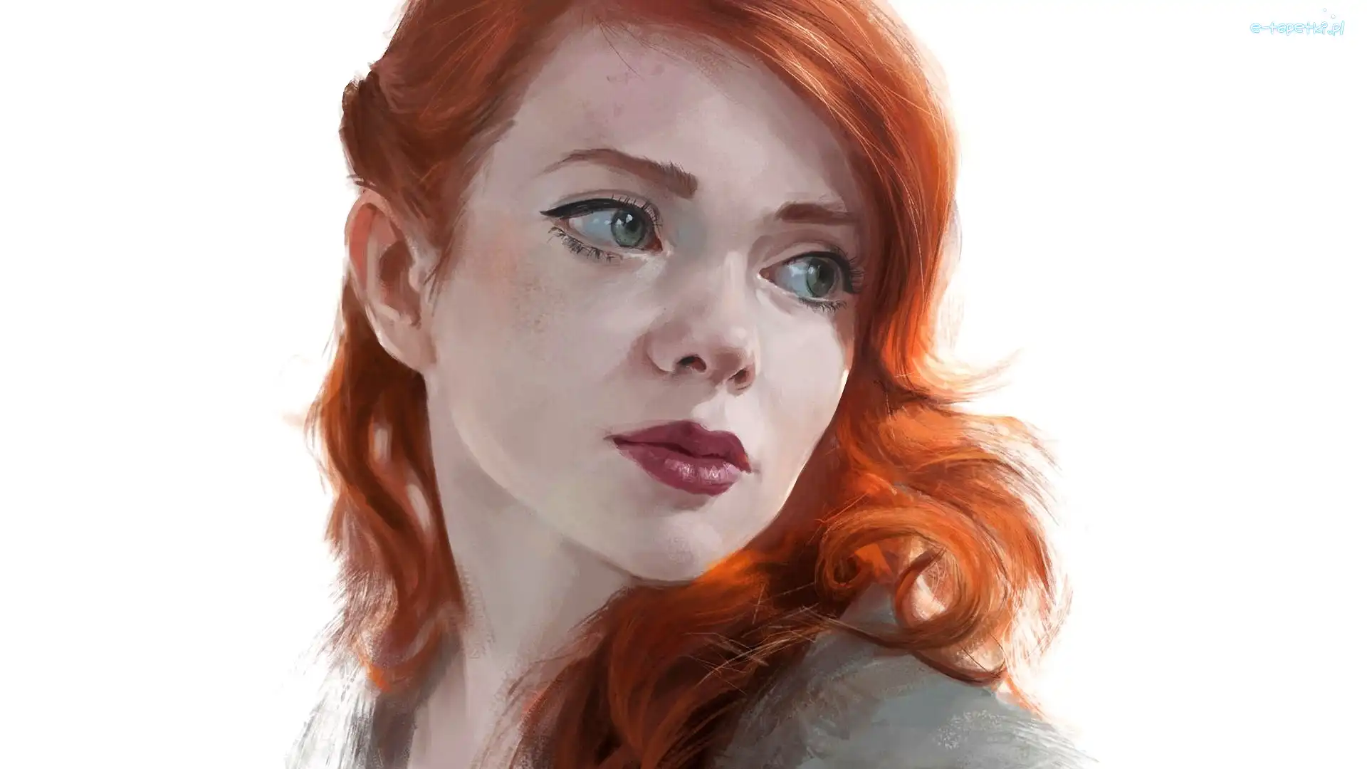 Portret, Dziewczyna, Rudowłosa, Grafika