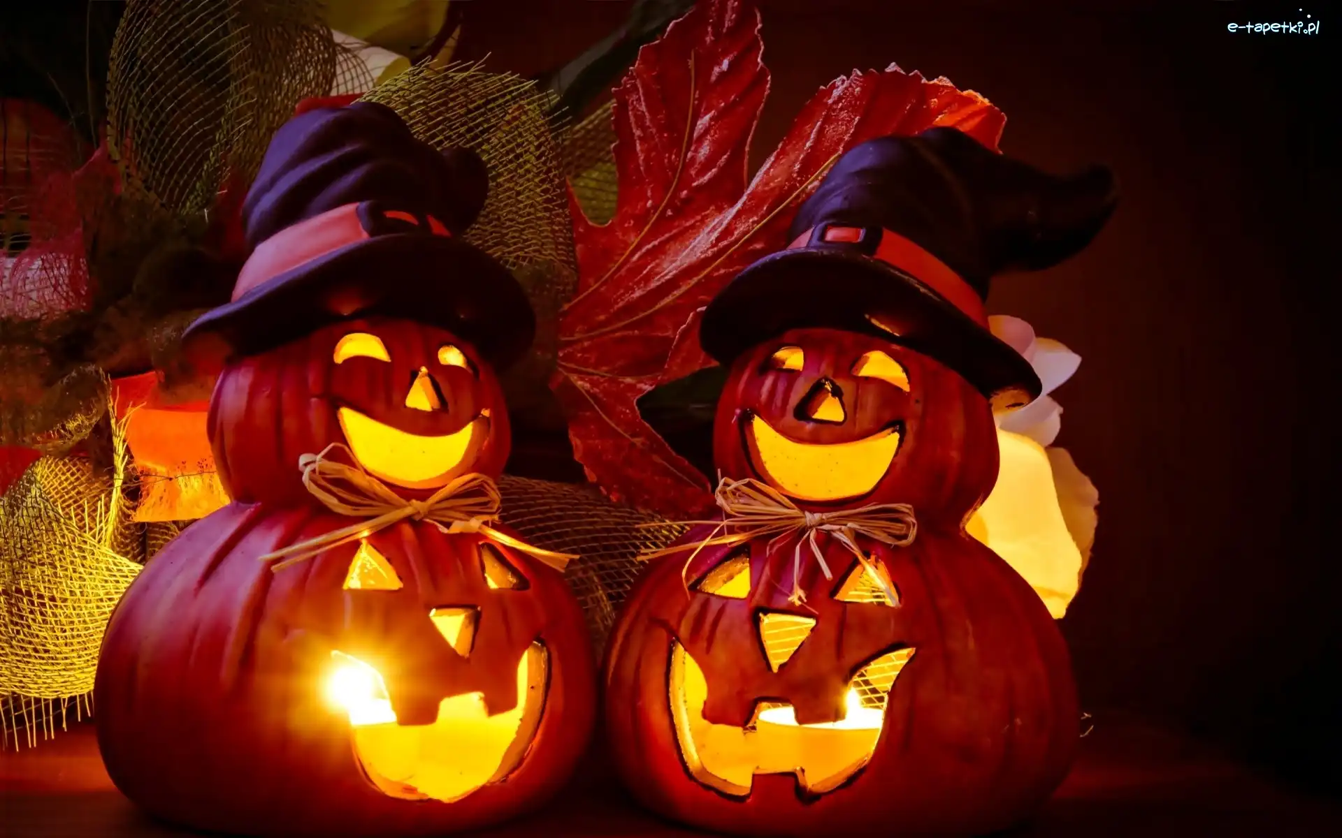 Swiecące, Kapelusze, Dynie, Halloween