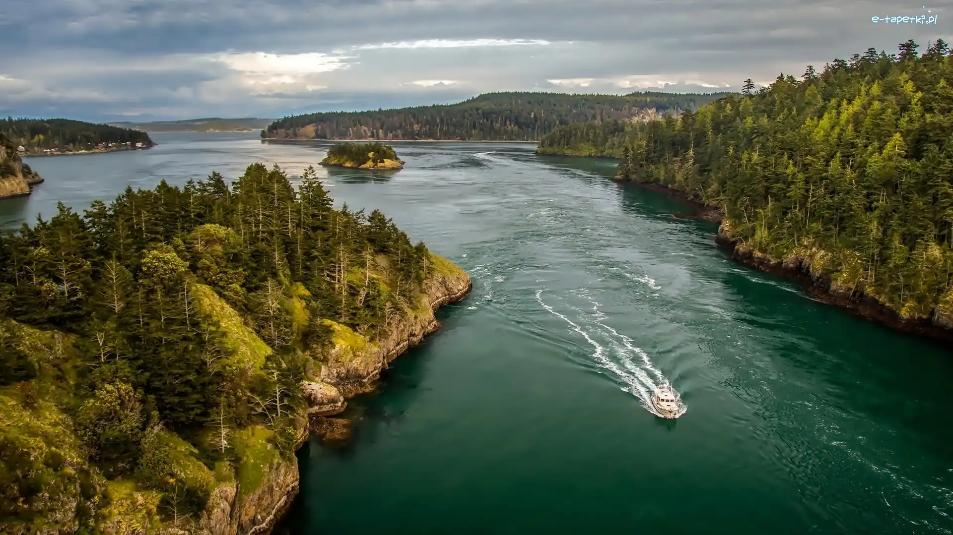 Łódka, Wyspy, Lasy, Waszyngton, Puget Sound