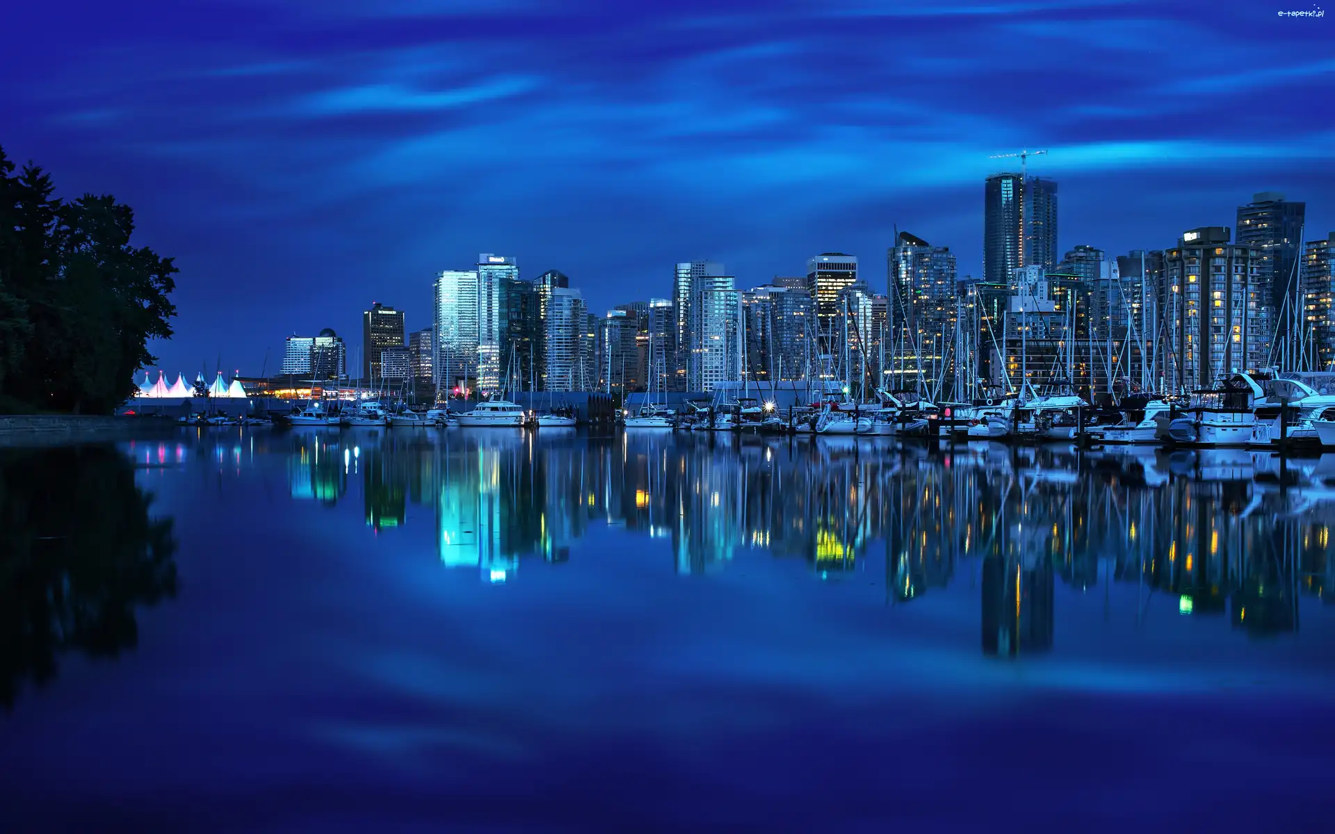 Nocą, Vancouver, Kanada, Miasto