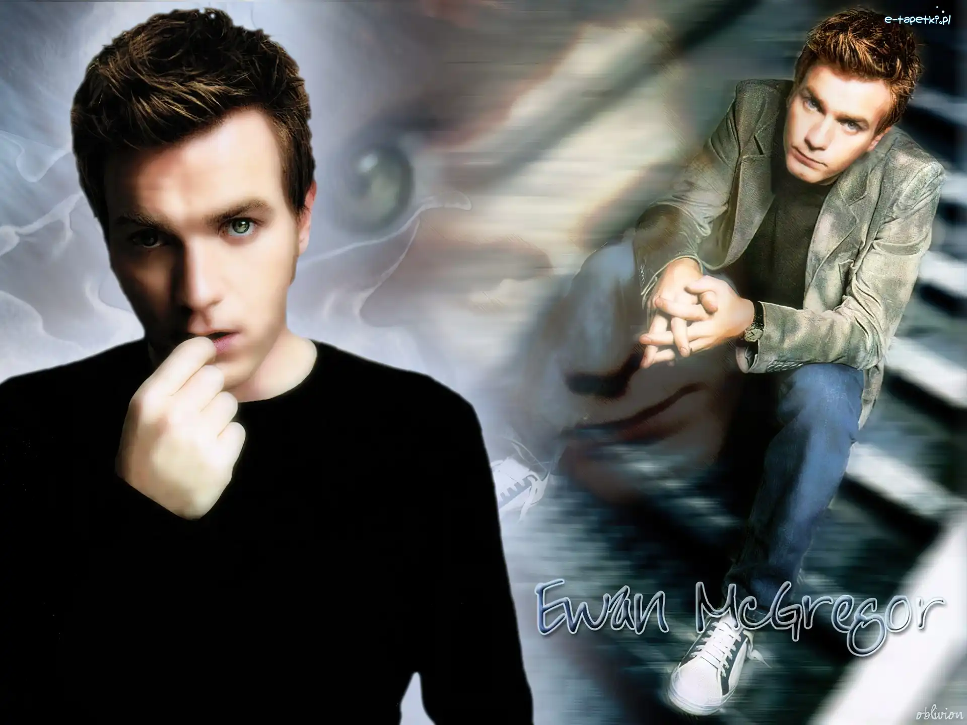 czarny sweterek, schody, Ewan McGregor