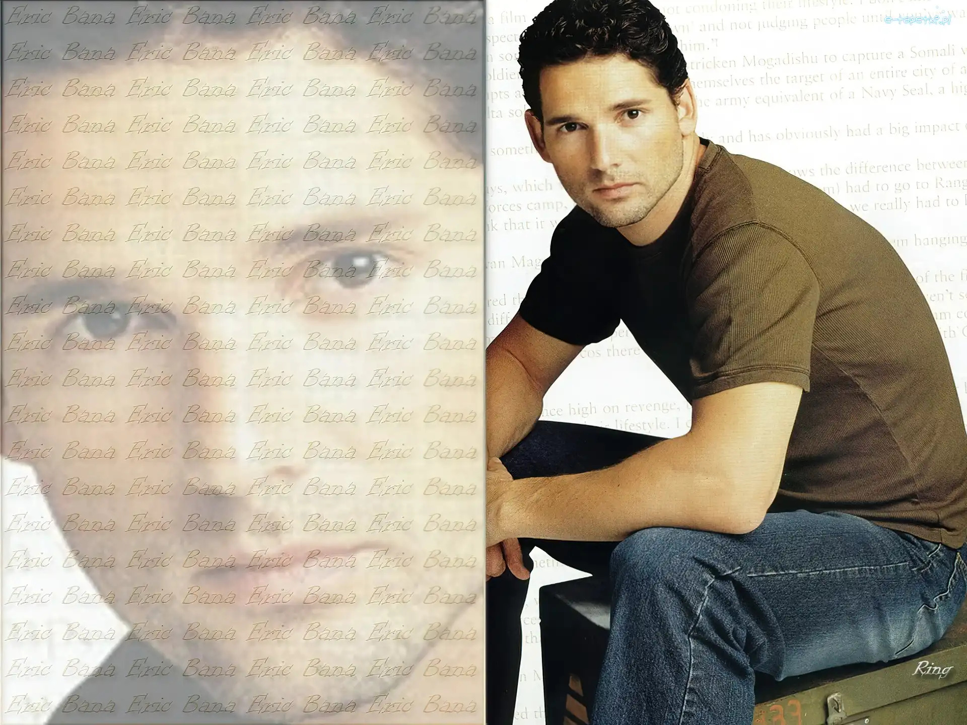 jeansy, ciemne włosy, Eric Bana