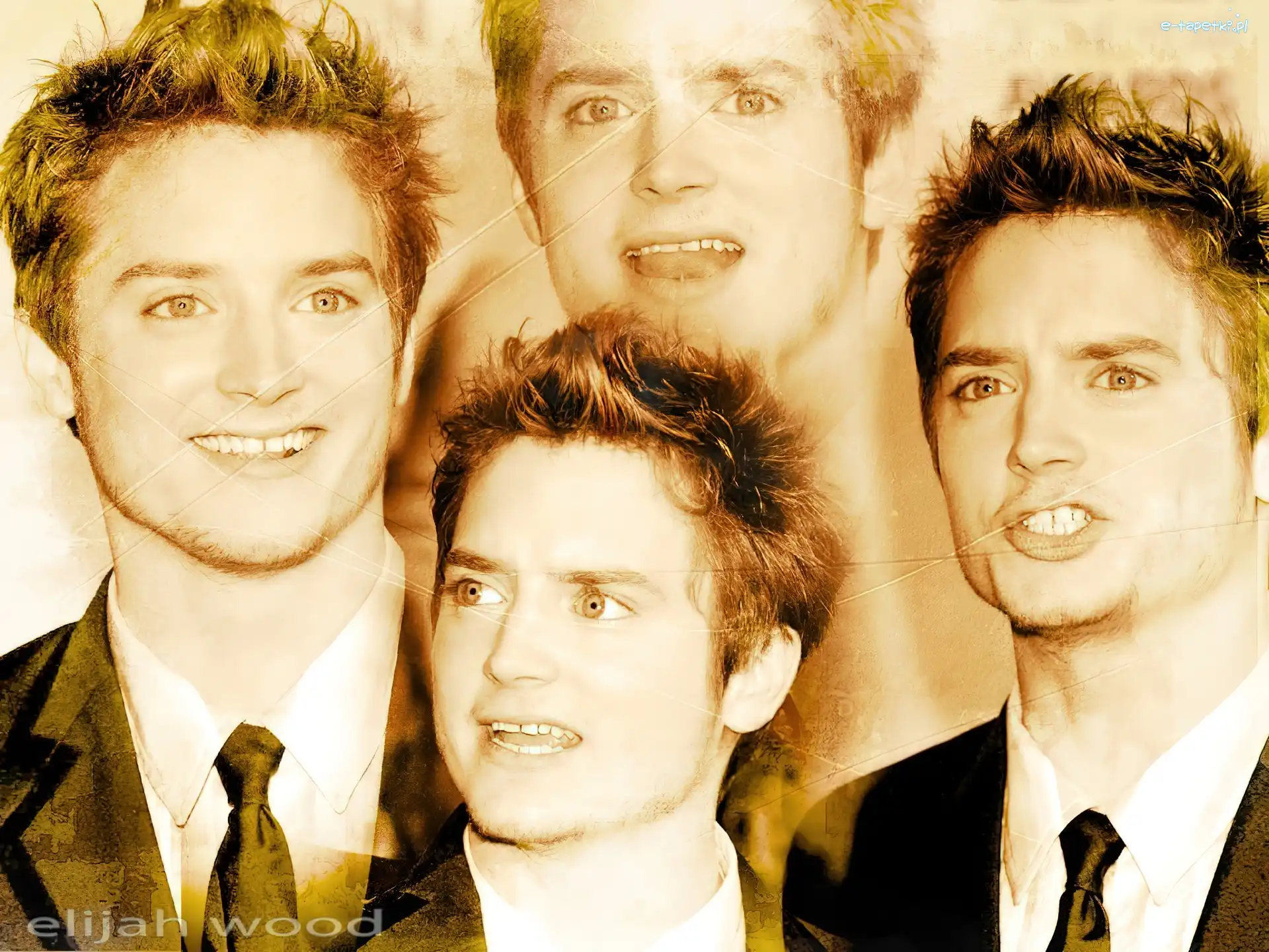 krawat, uśmiech, Elijah Wood