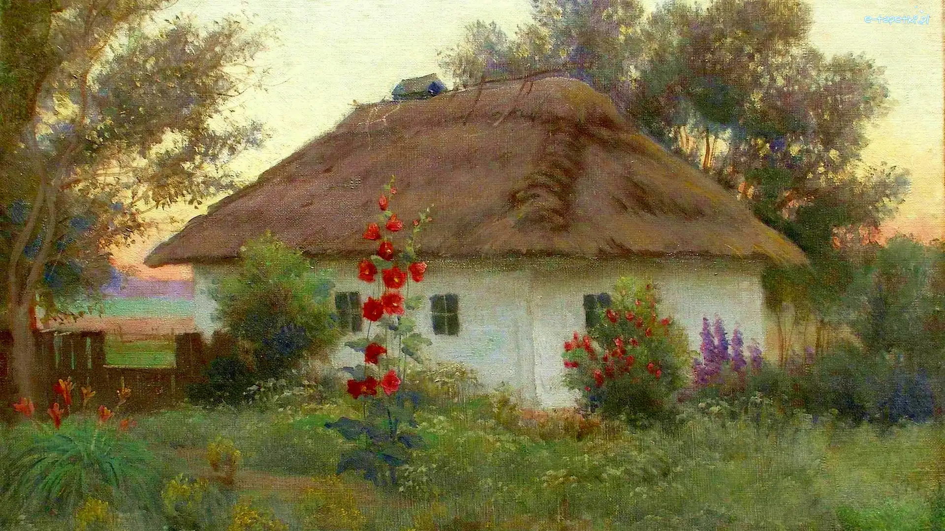 Malarstwo, Dom, Obraz, Malwy, Wieś