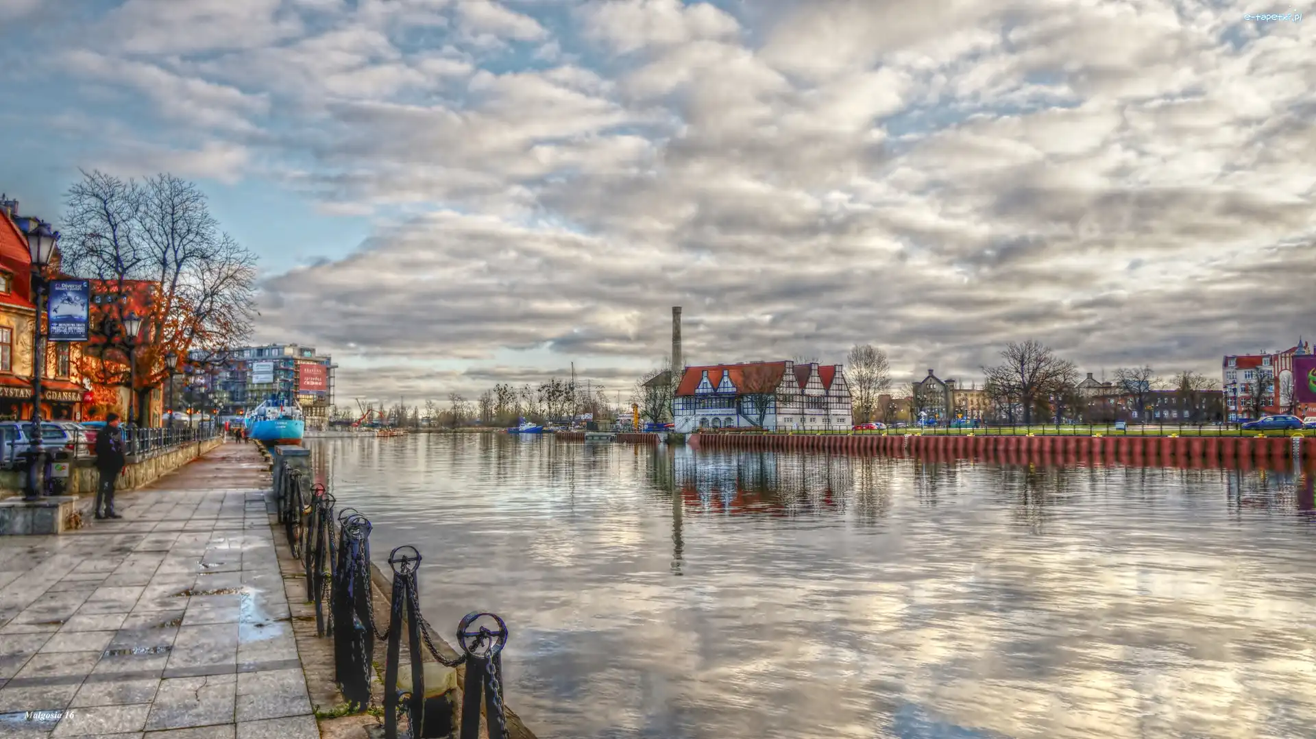 Budynki, Rzeka, Motława, HDR, Nabrzeże, Gdańsk