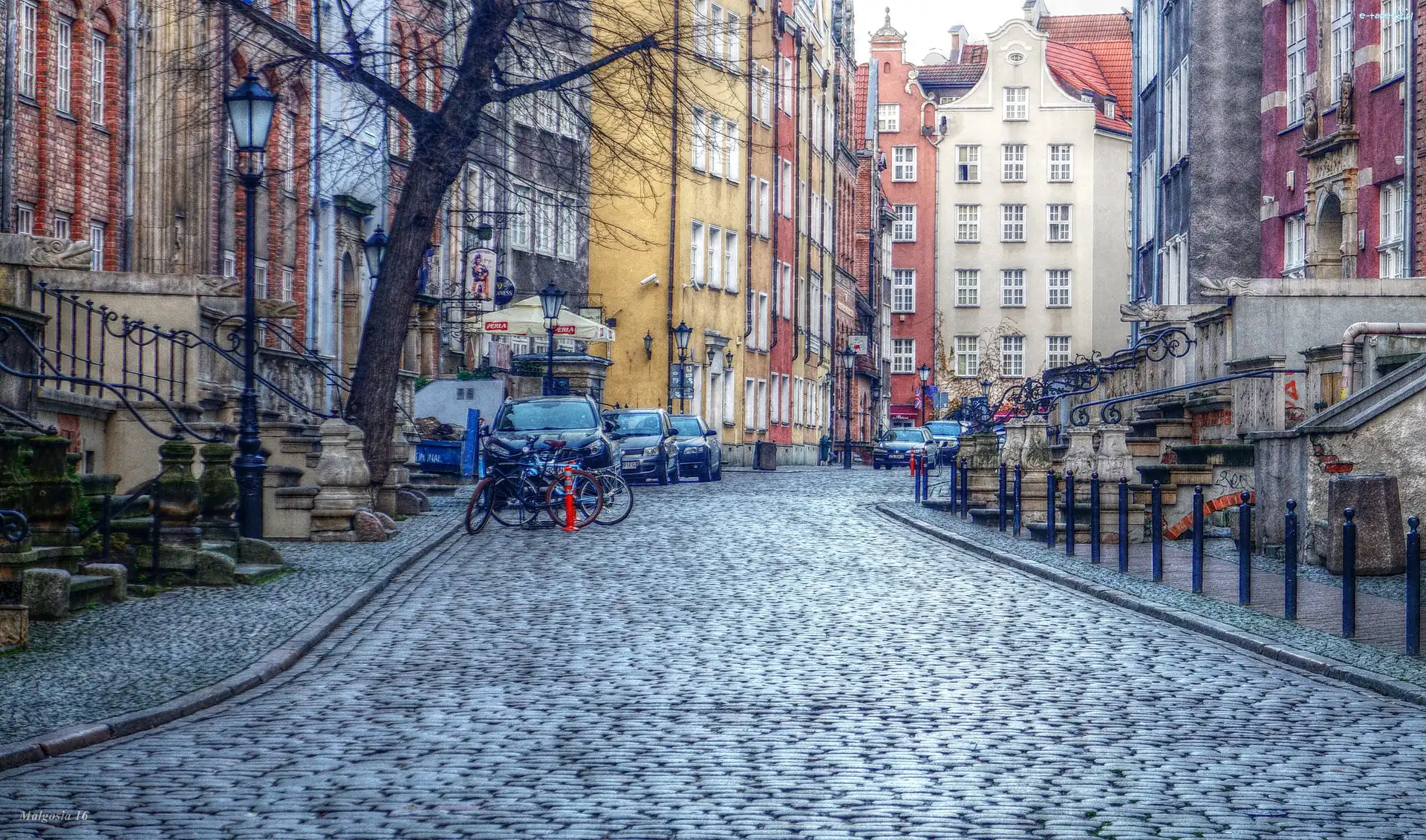 Gdańsk, Rower, Ulica, HDR, Kamienice