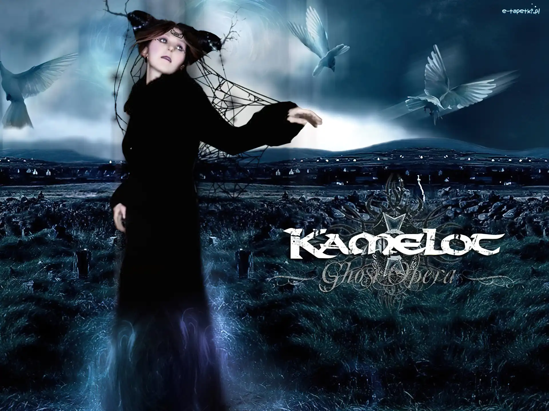 gołębie, kobieta, Kamelot