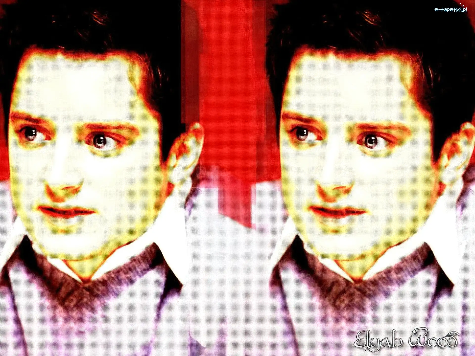 biała koszula, niebieskie oczy, Elijah Wood