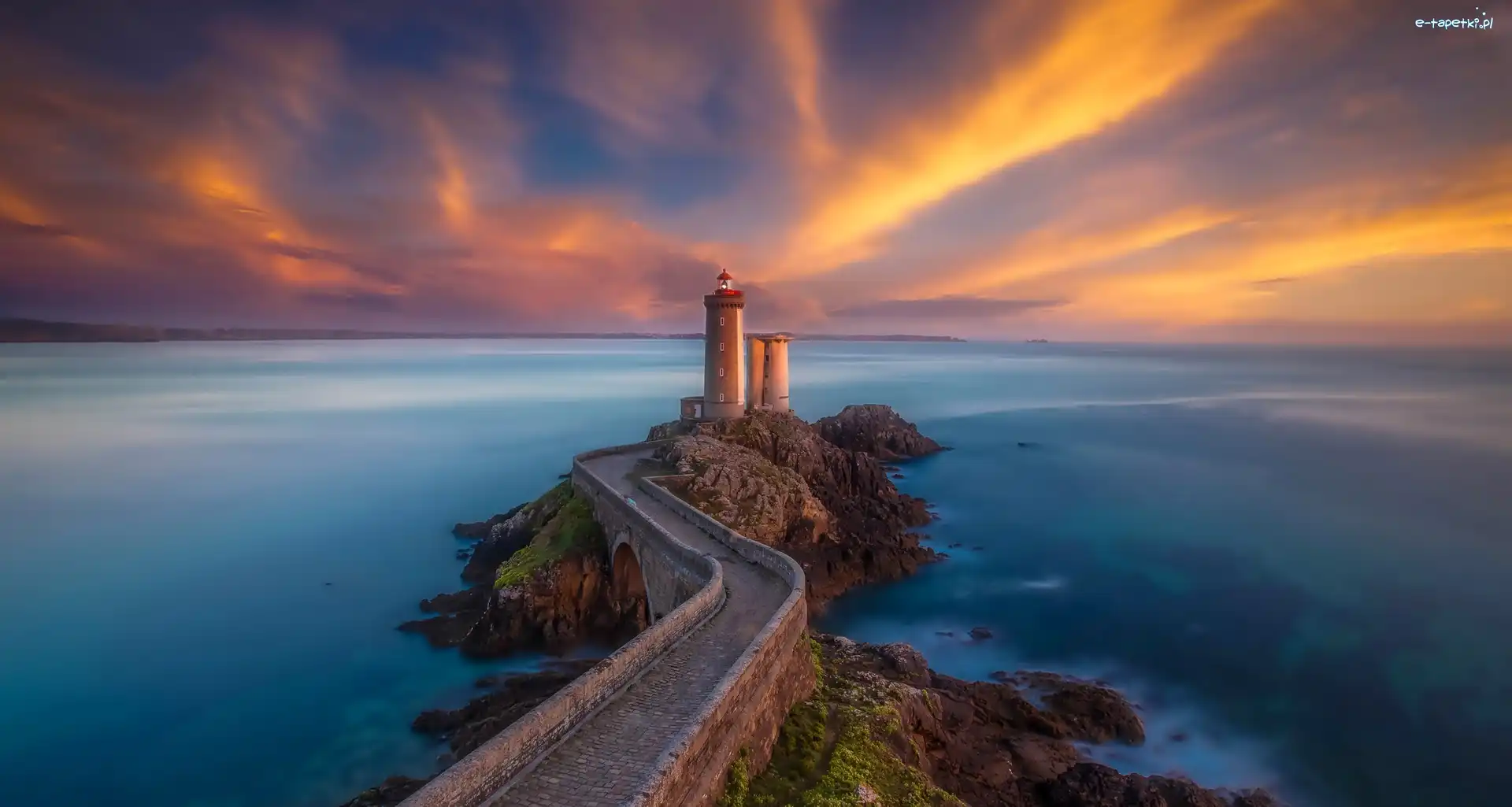 Francja, Droga, Most, Morze, Latarnia morska Phare du Petit Minou, Bretania, Gmina Plouzane