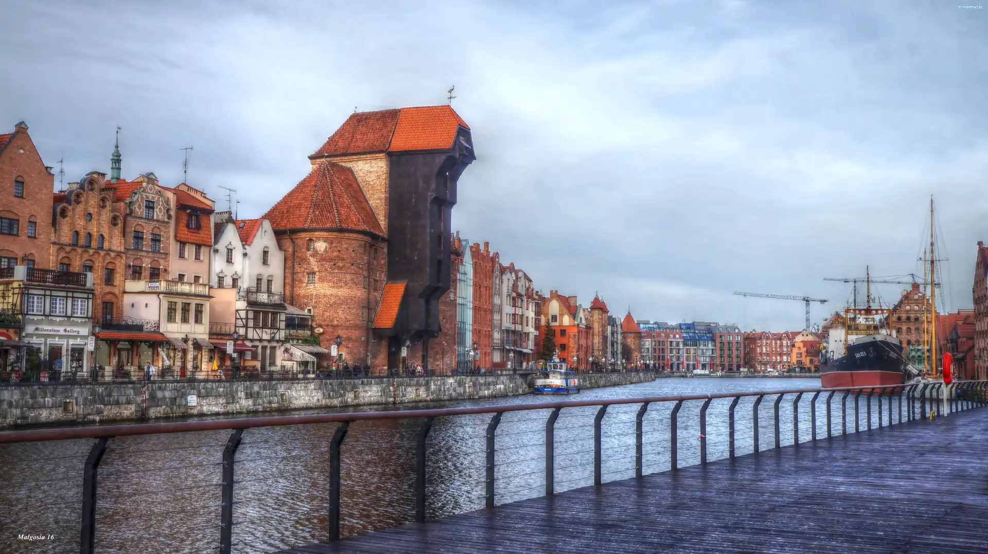 HDR, Rzeka, Kamienice, Motława, Gdańsk, Nabrzeże, Zabytki