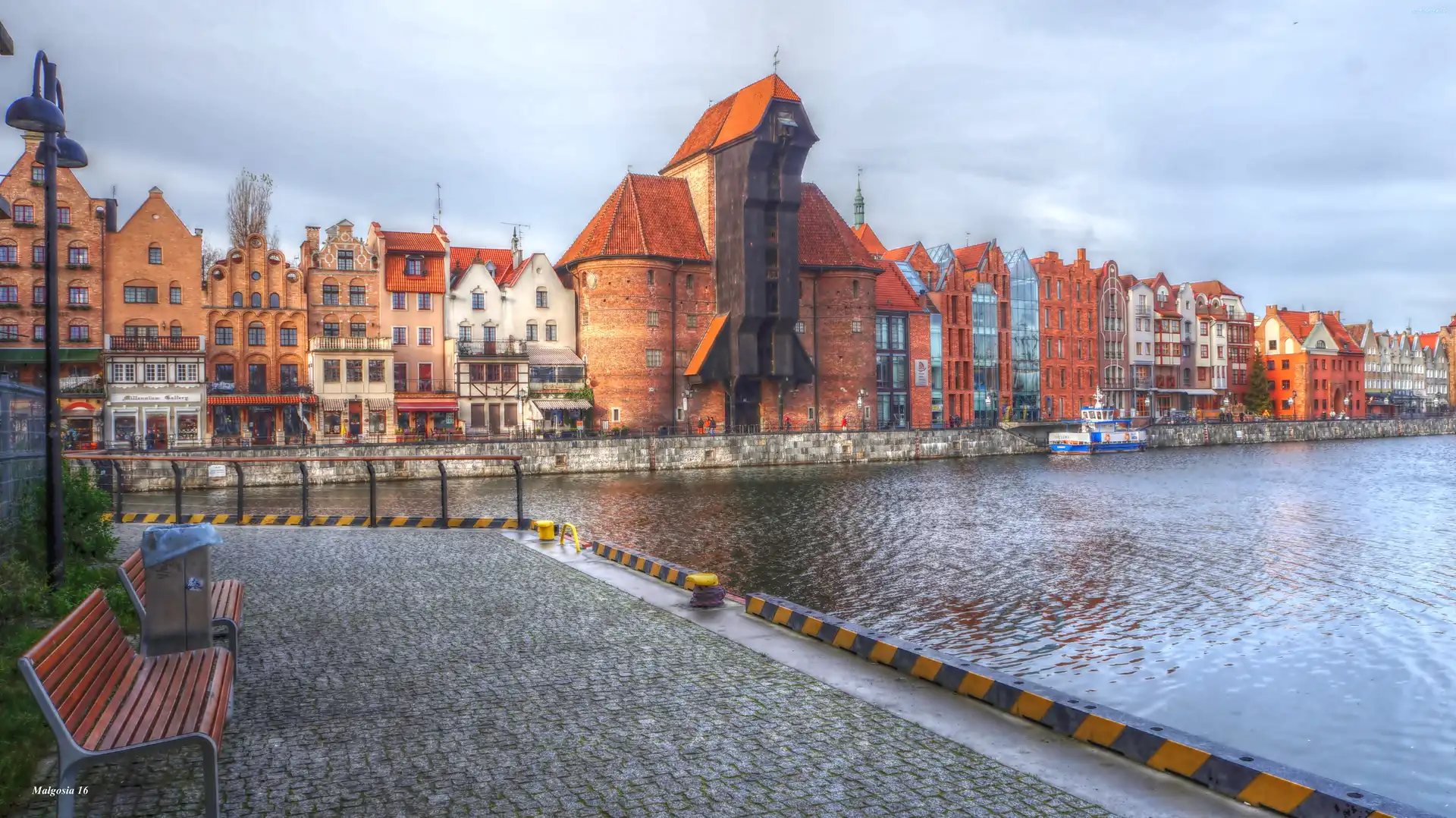 Zabytki, Rzeka, Kamienice, HDR, Motława, Gdańsk