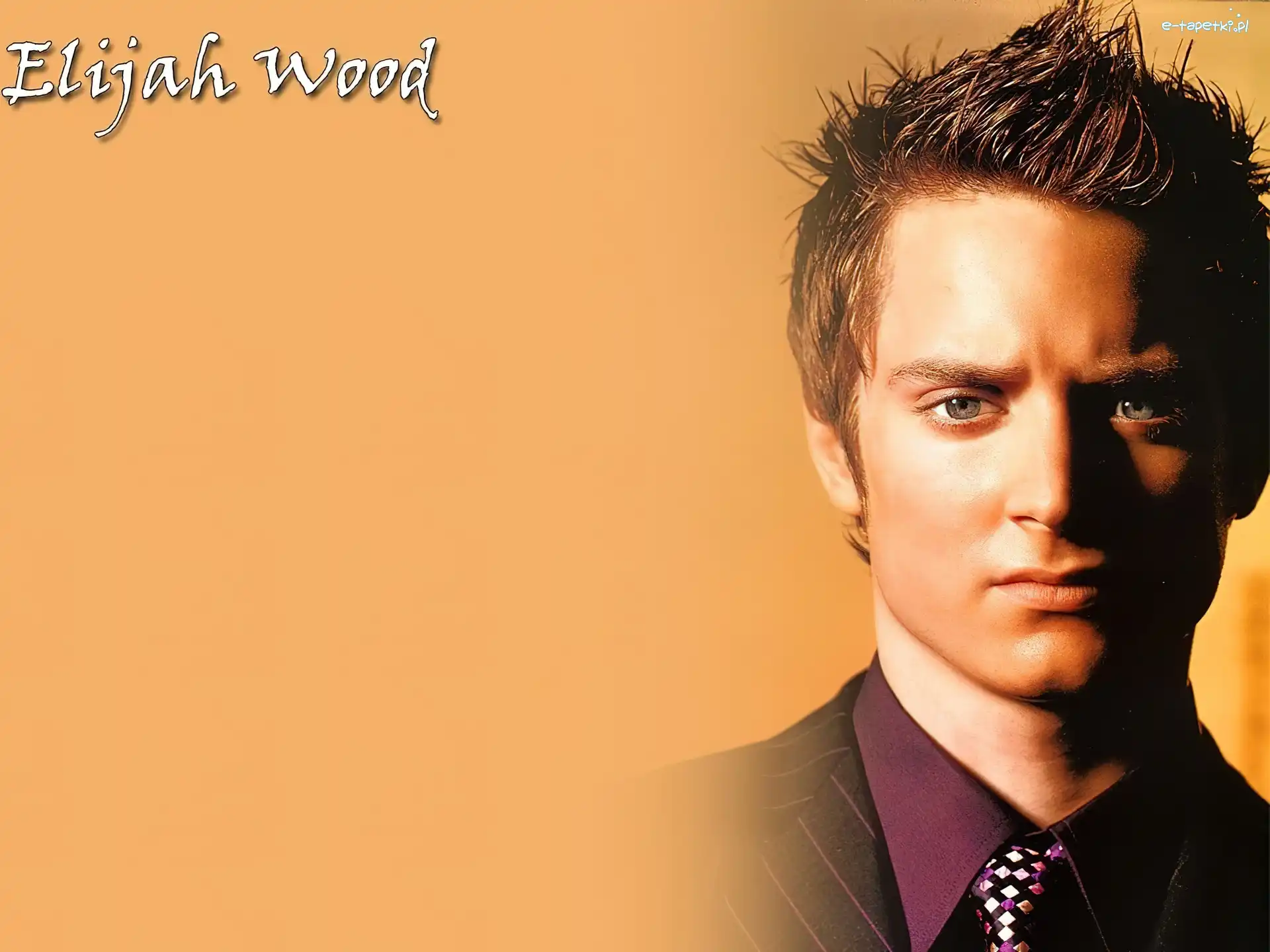 krawat, fioletowa koszula, Elijah Wood