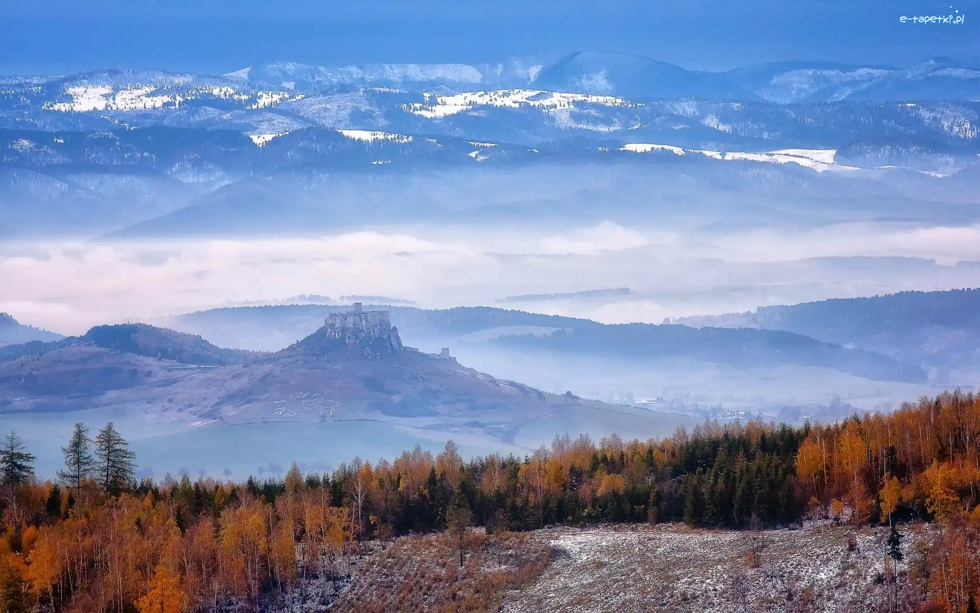 Góry, Mgła, Las, Jesień