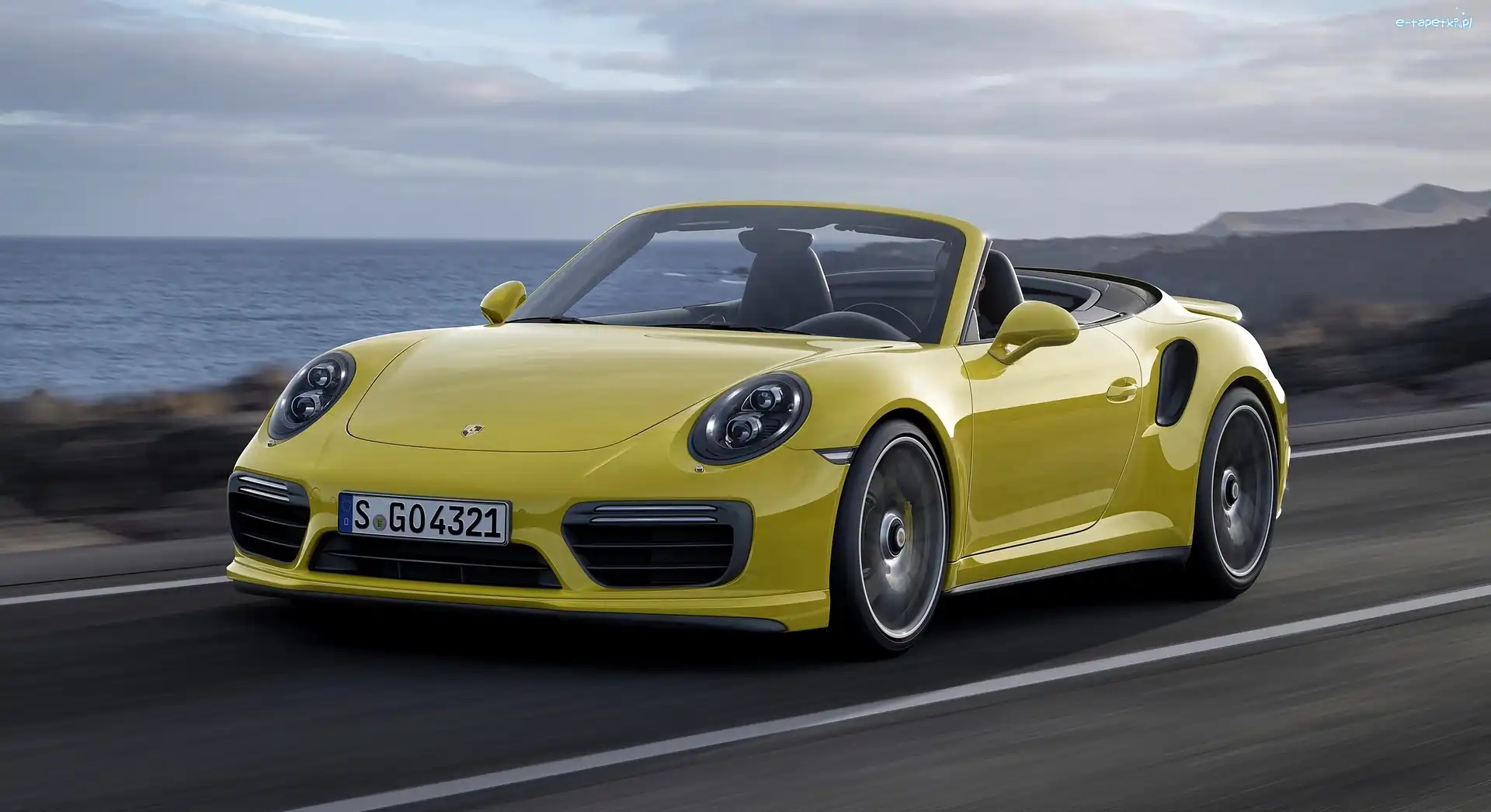 Żółte, 911, Porsche, Droga, Turbo