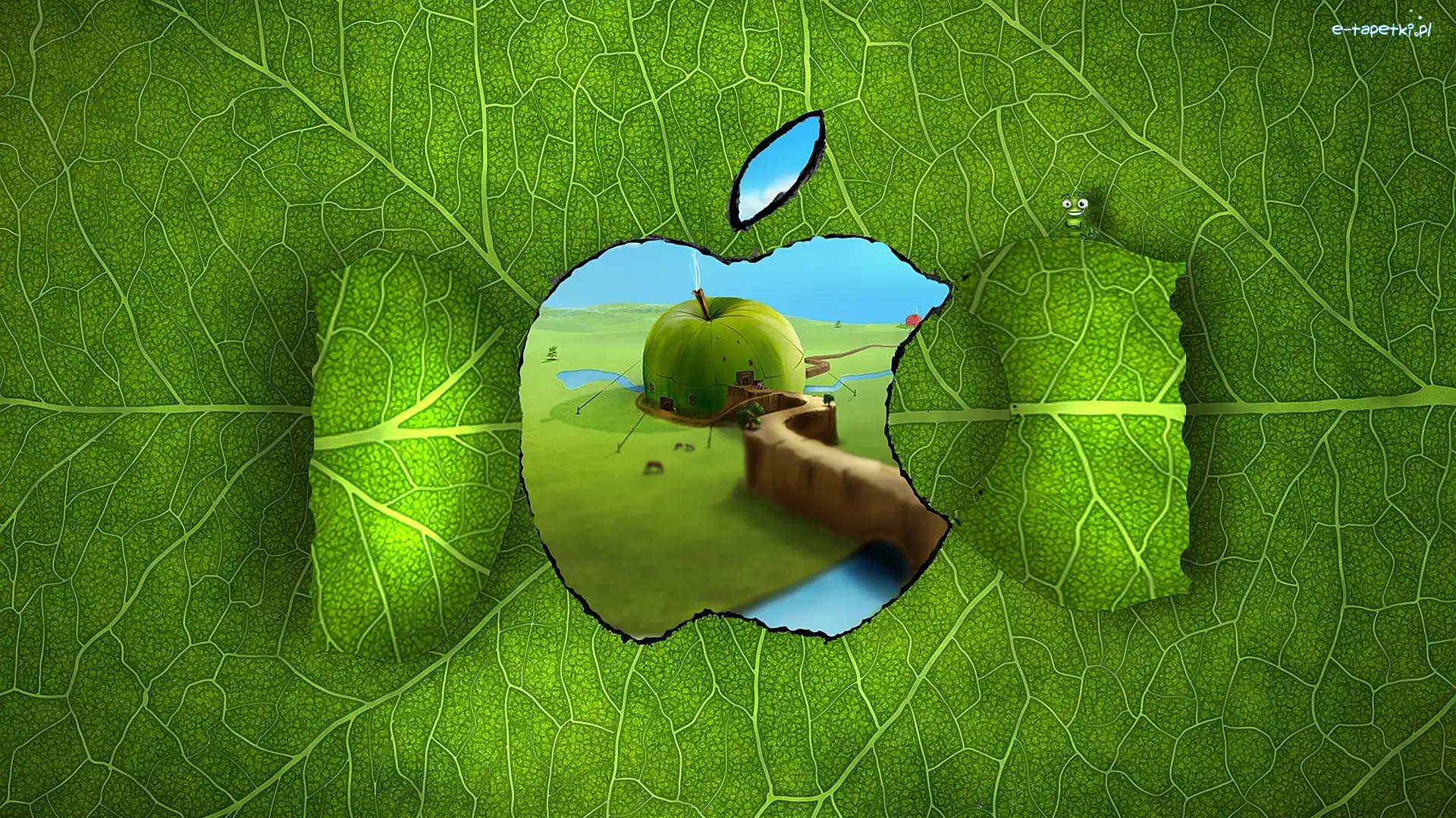Logo, 3D, Apple, Zielone