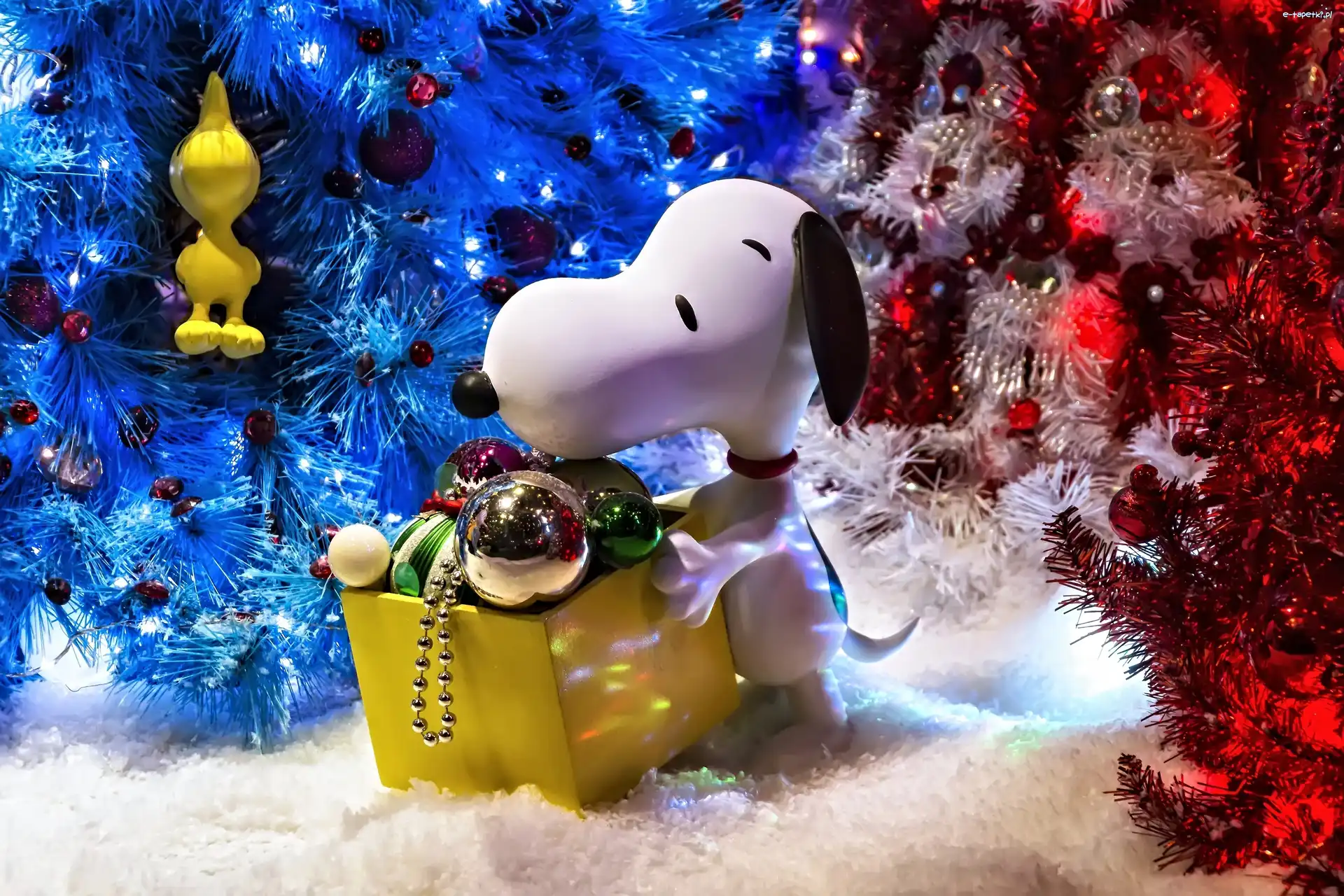 Świąteczne, Beagle, Choinki, Piesek, Snoopy, Ozdoby, Prezenty