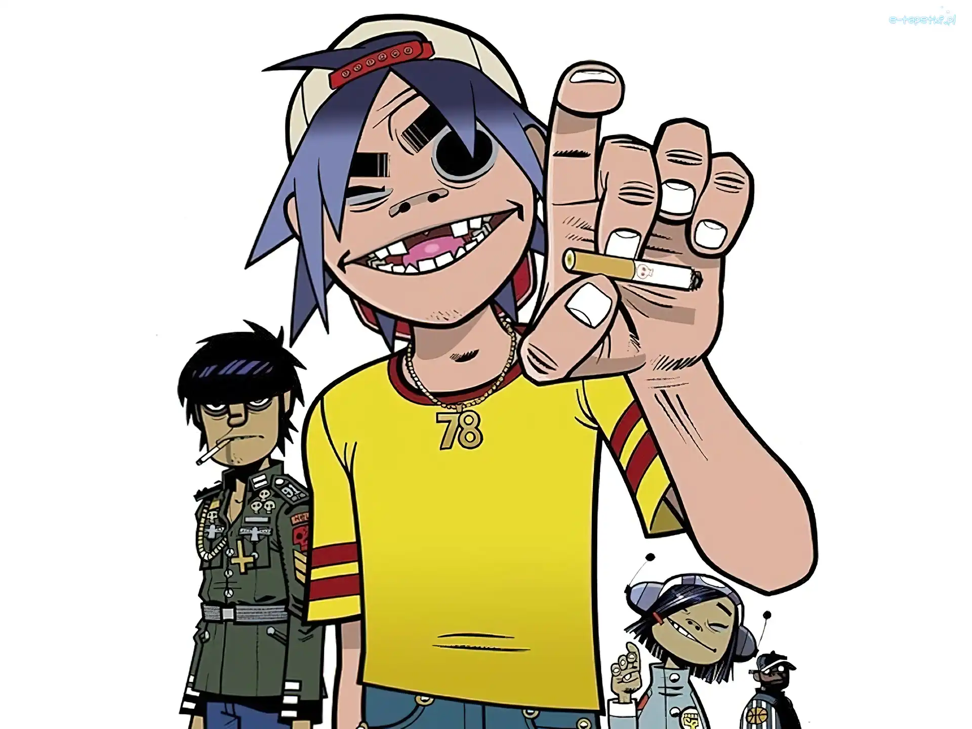 słuchawki, papieros, Gorillaz