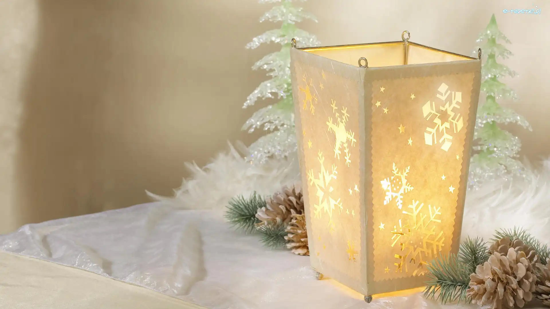 Dekoracja, Szyszki, Lampion, Świąteczna
