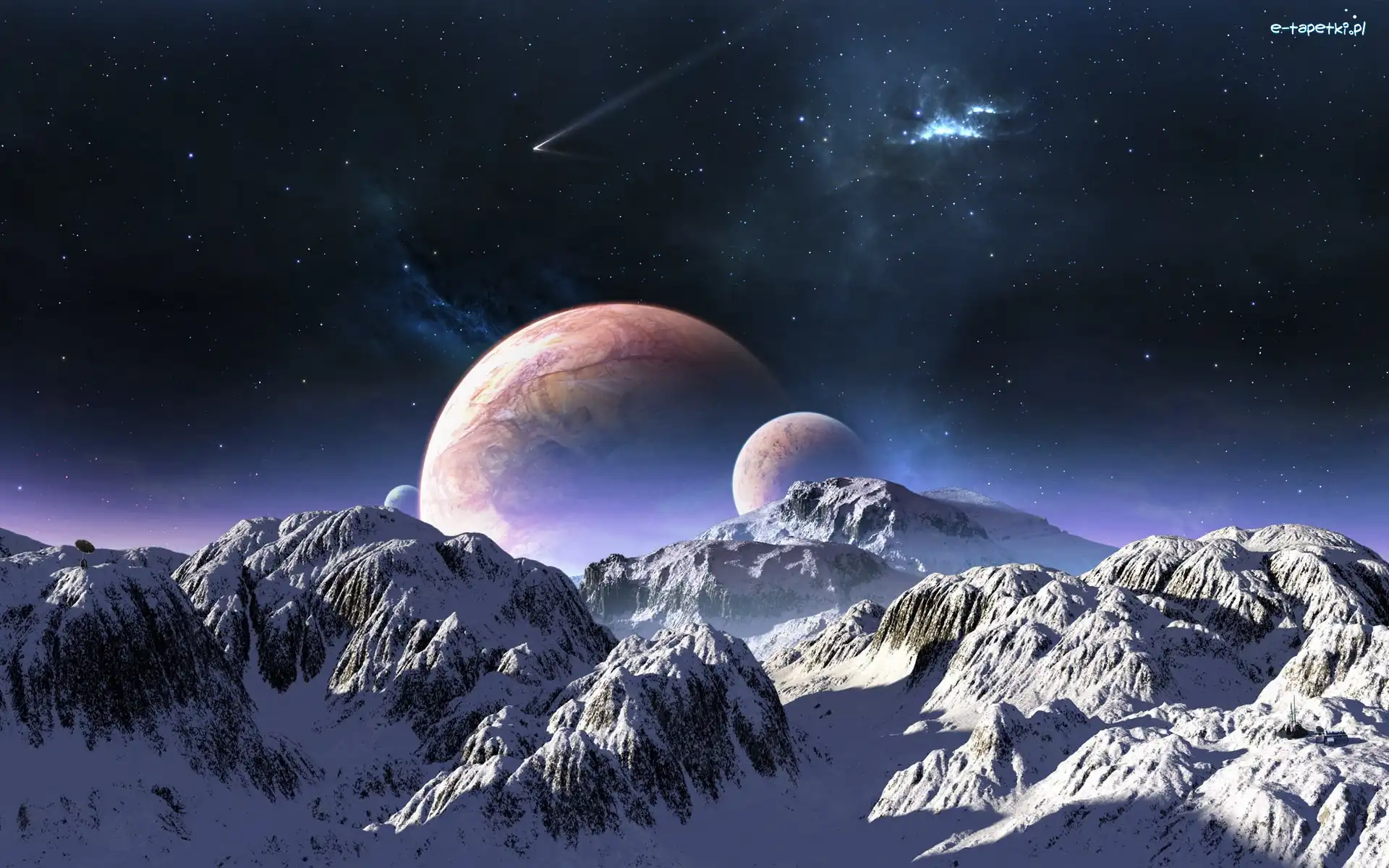 Góry, Fantasy, Księżyc, Kosmos