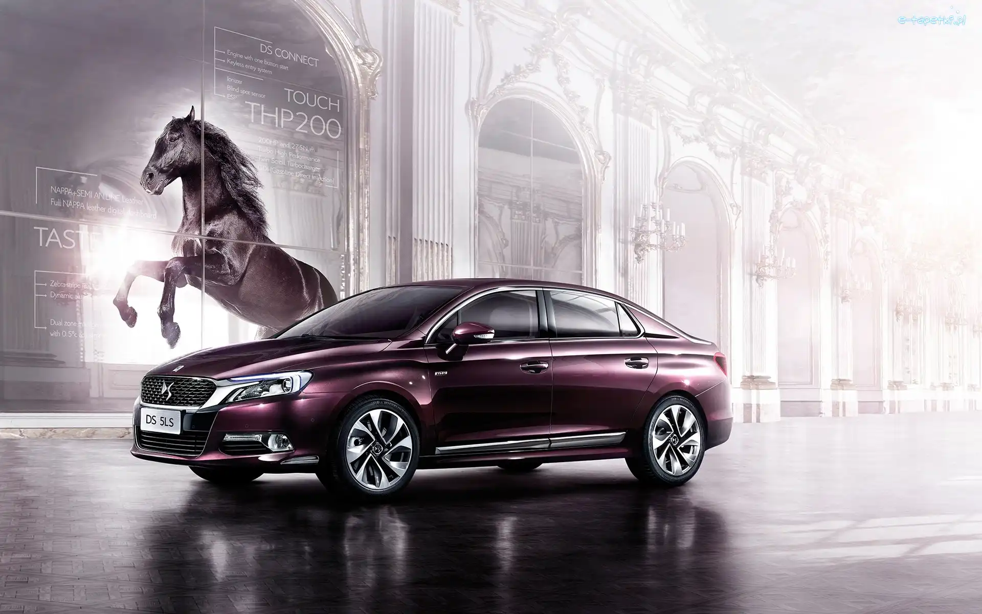 Citroen, Koń, Wiśniowy, DS5, Ulica, Domy