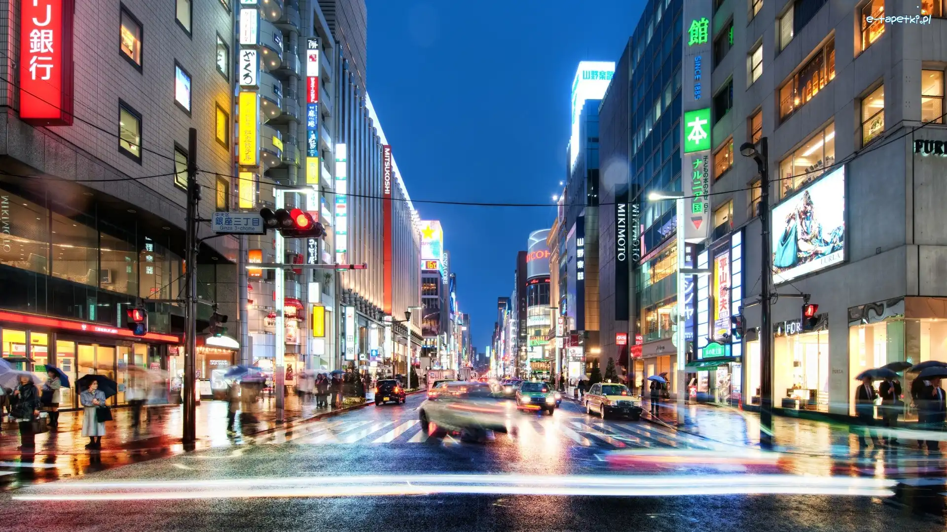 Samochody, Ulica, Budynki, Ludzie, Tokio, Japonia
