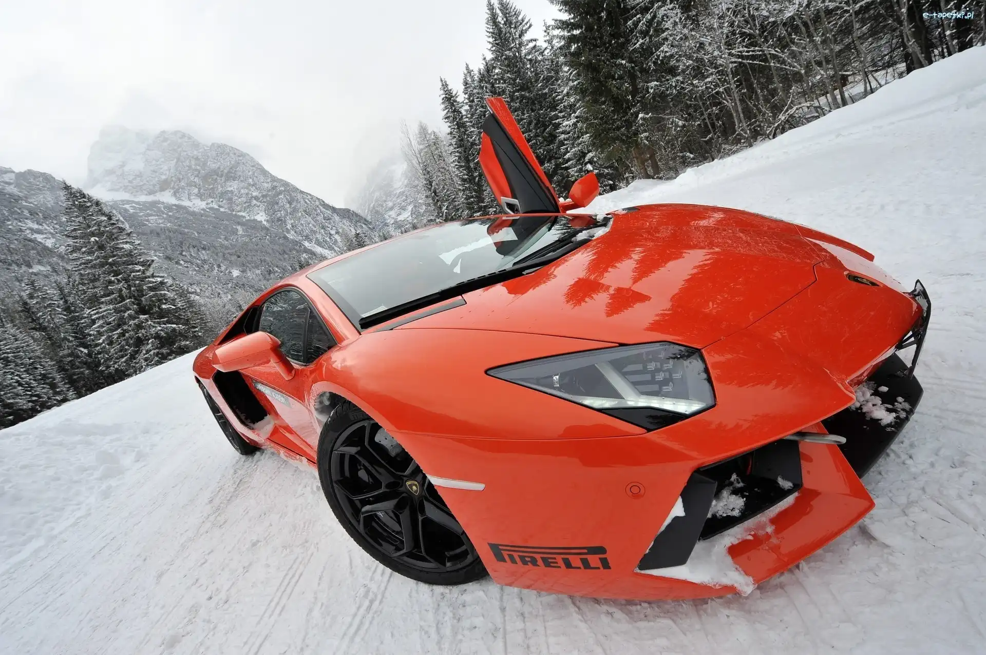Lamborghini, Zima, Aventador, Auto