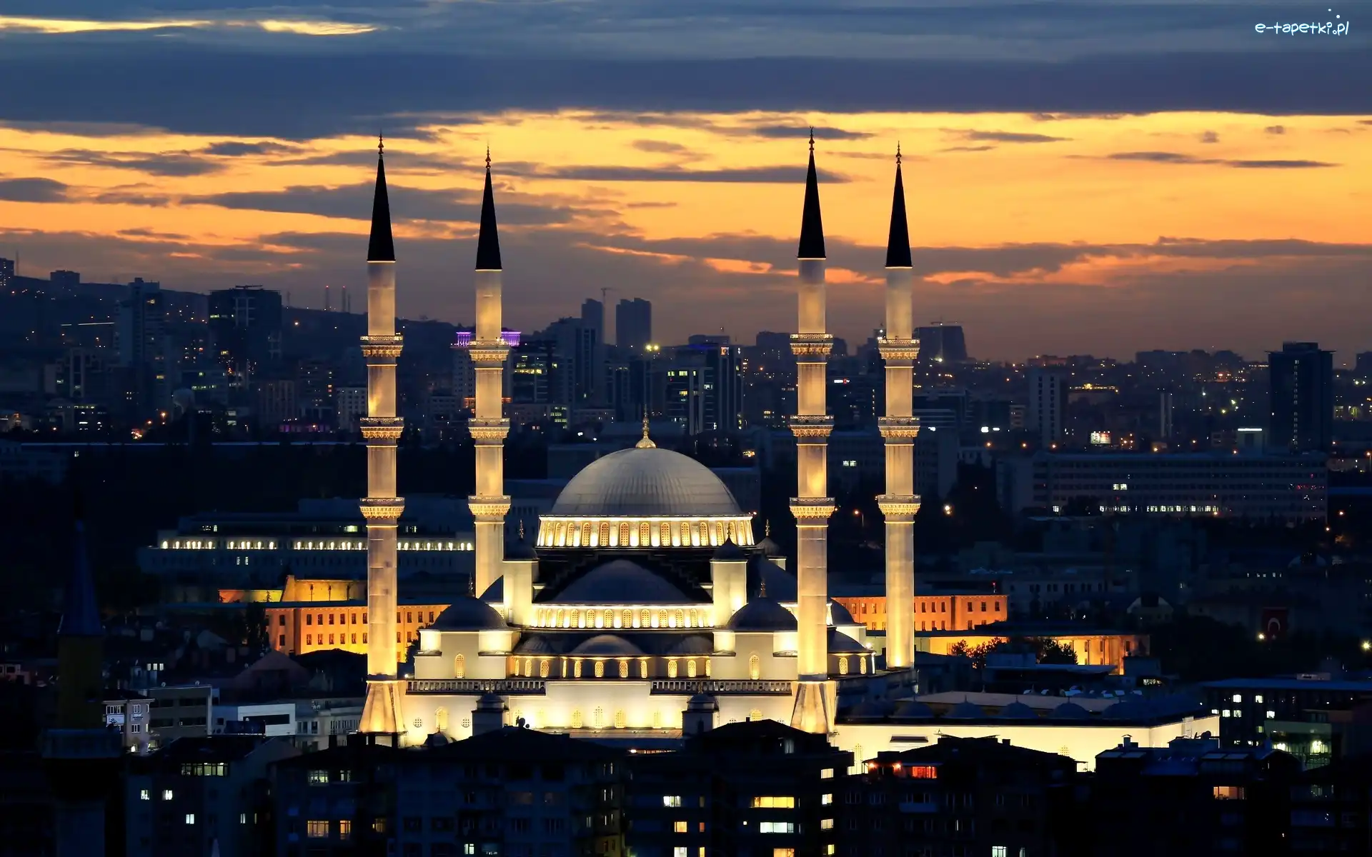 Turcja, Noc, Meczet Kocatepe, Ankara
