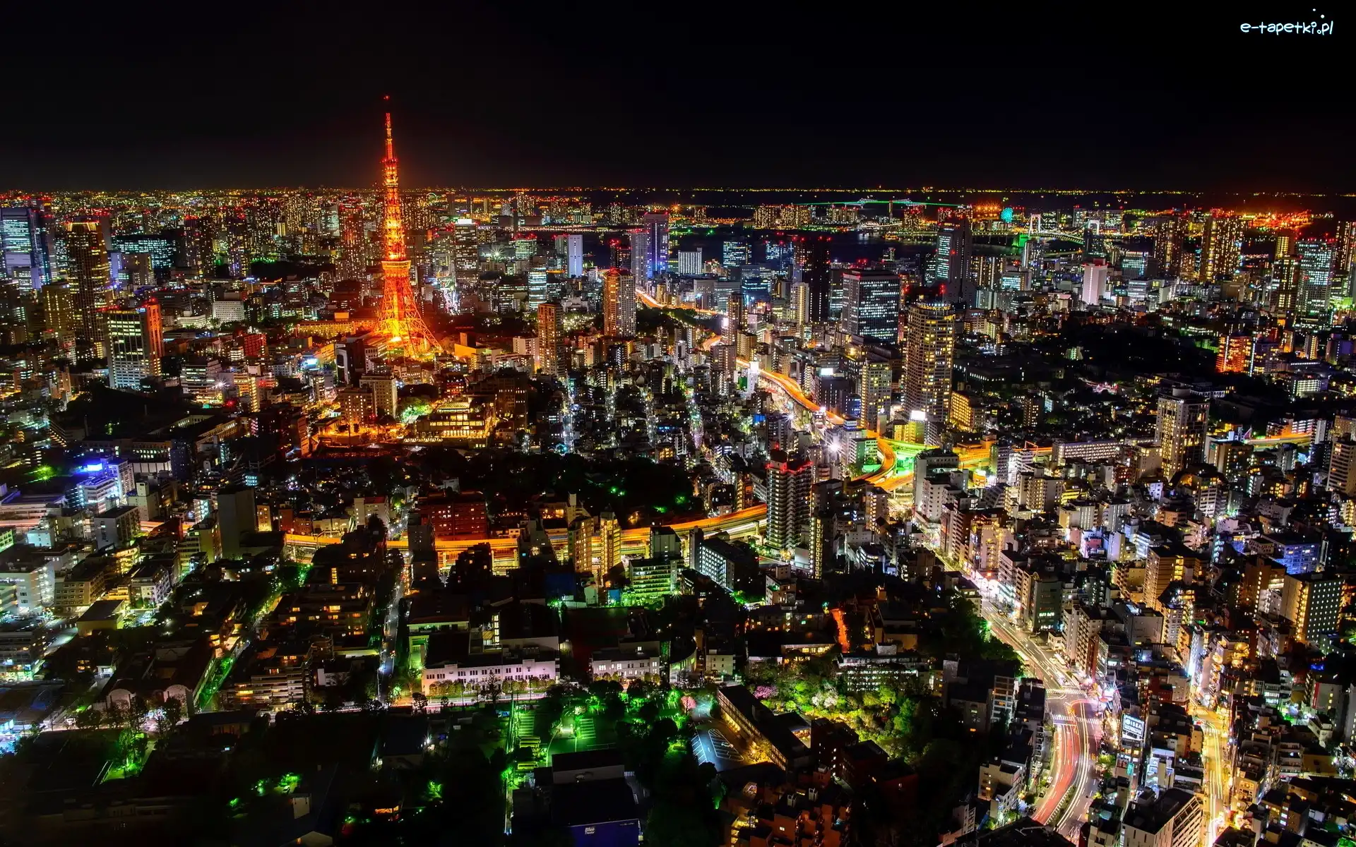 Japonia, Noc, Miasto, Tokio