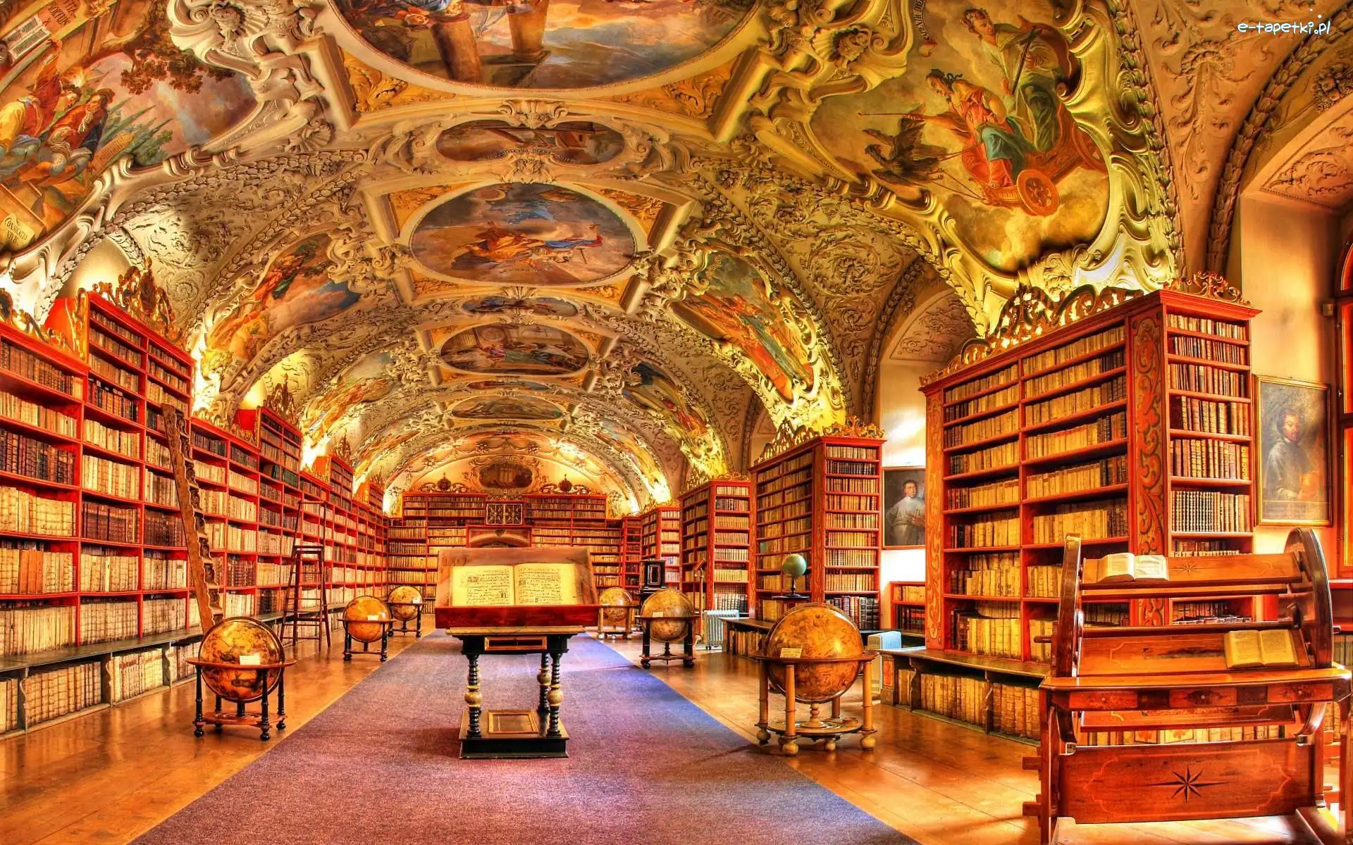 Biblioteka, Globusy, Książki, Zabytkowa