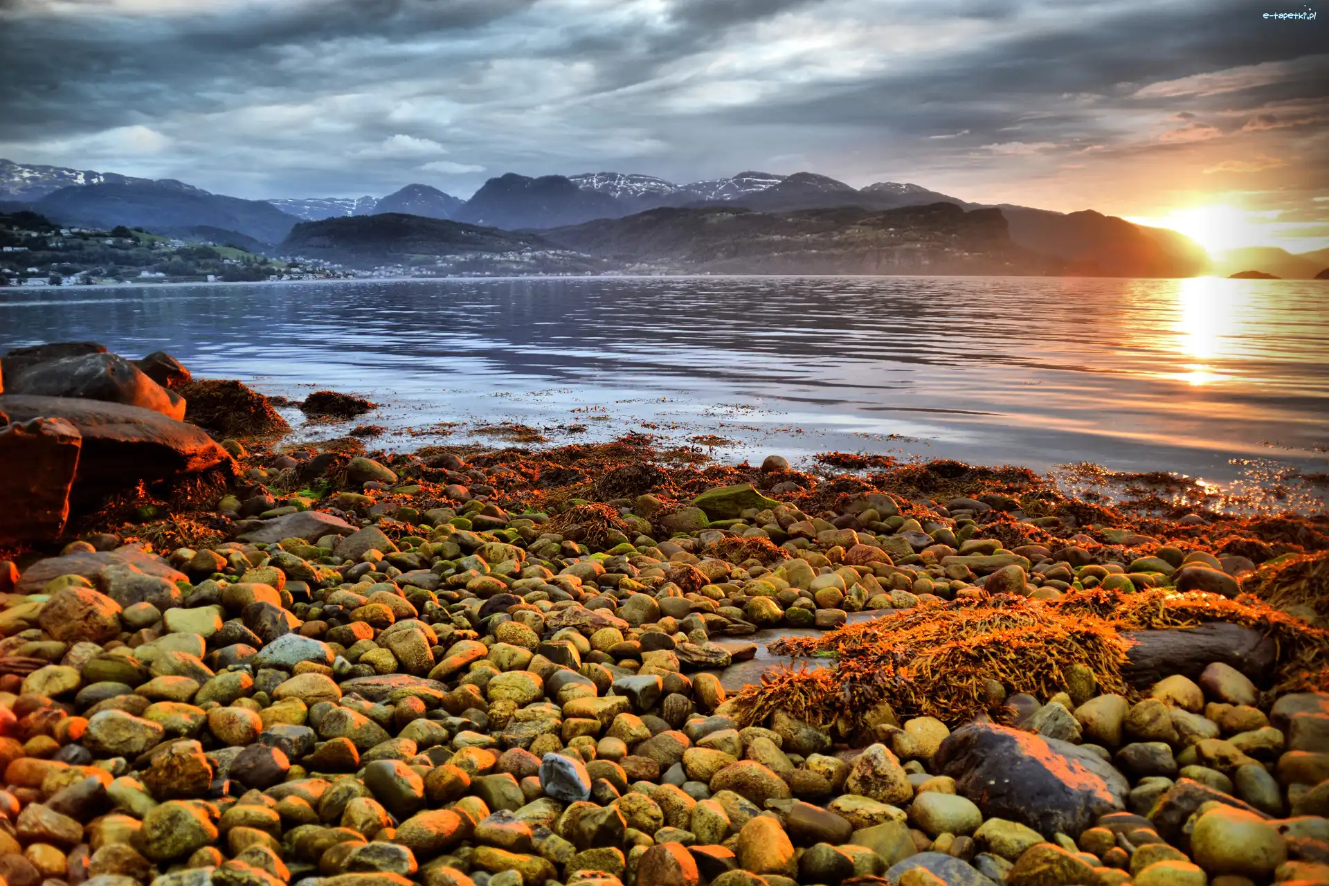 Wschód słońca, Norwegia, Kamienie, Góry