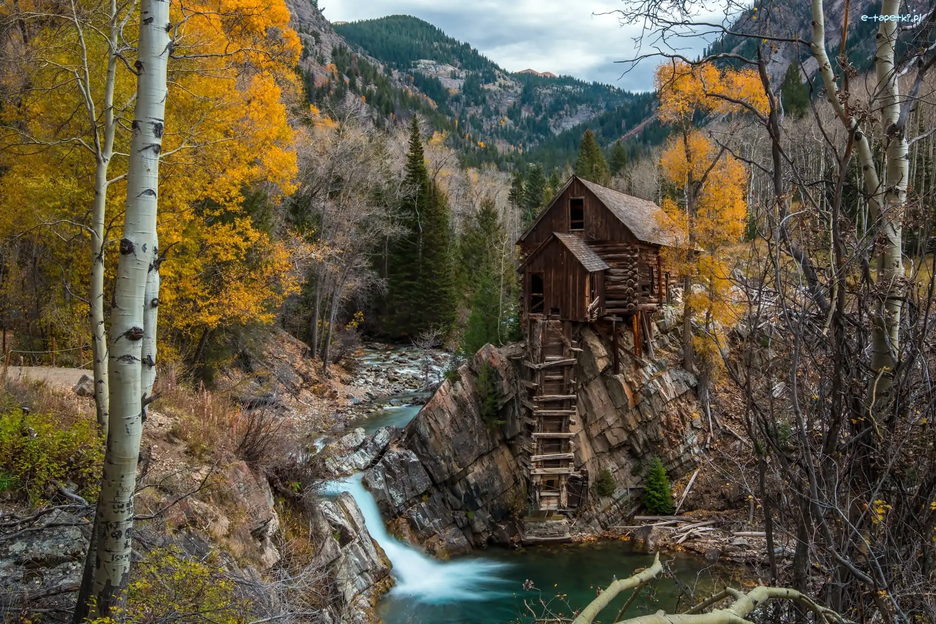 Góry, Wodny, Kolorado, Skały, Cristal Mill, Las, Potok, Młyn