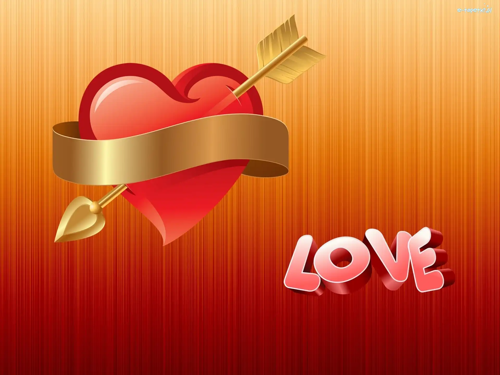 Strzała, Love, Napis, Serce