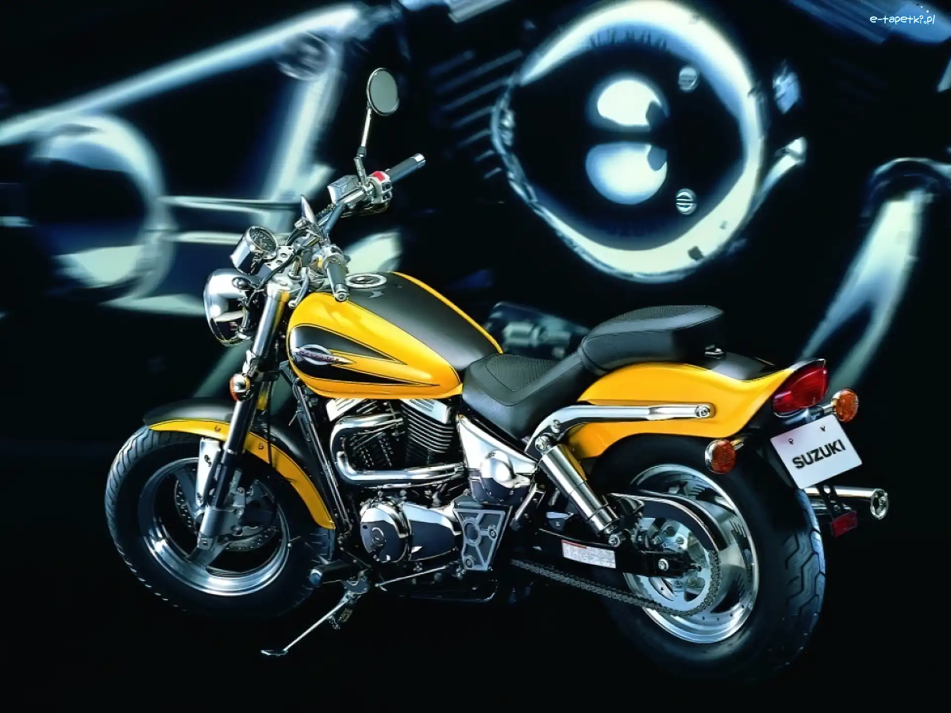 siedzenie , tłumik , kierownica, żółty, Motory Suzuki, opony, koła, lusterka, światła