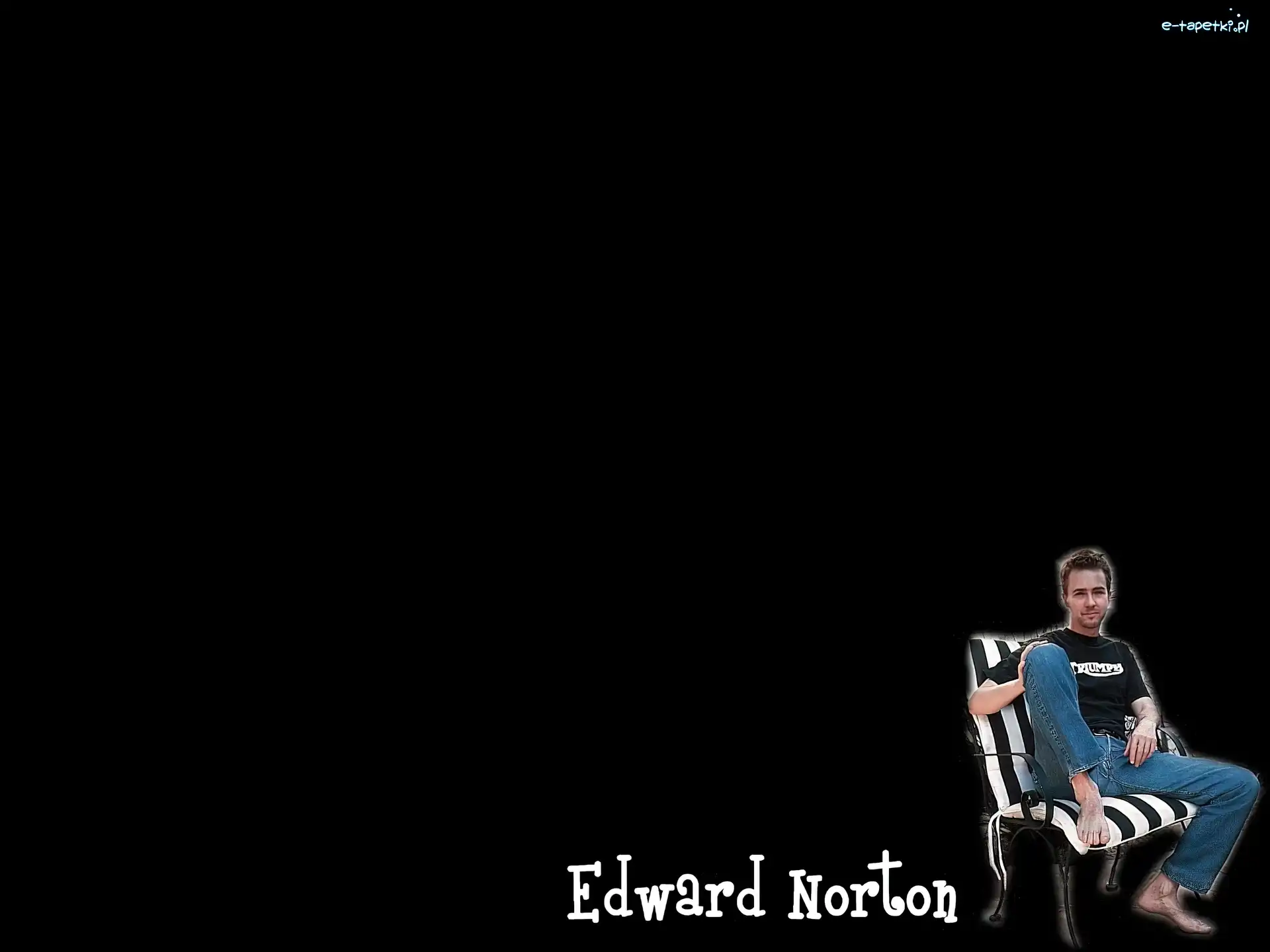 jeansy, krzesło, Edward Norton