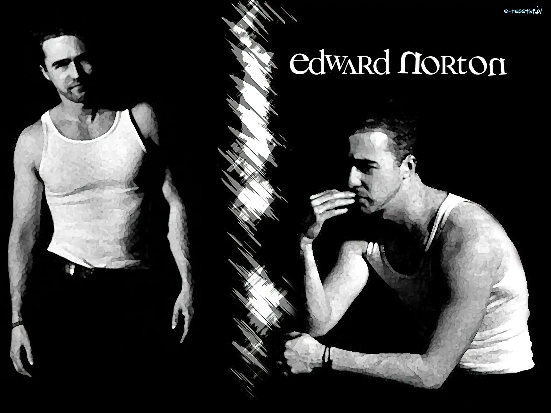czarne spodnie, biała koszulka, Edward Norton
