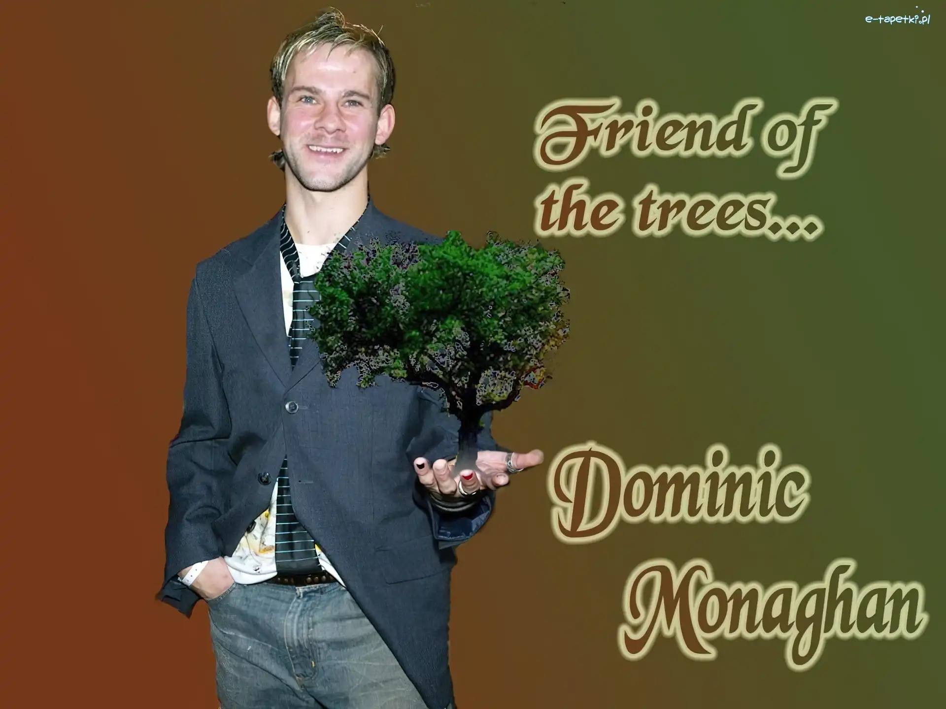krawat, drzewo, Dominic Monaghan
