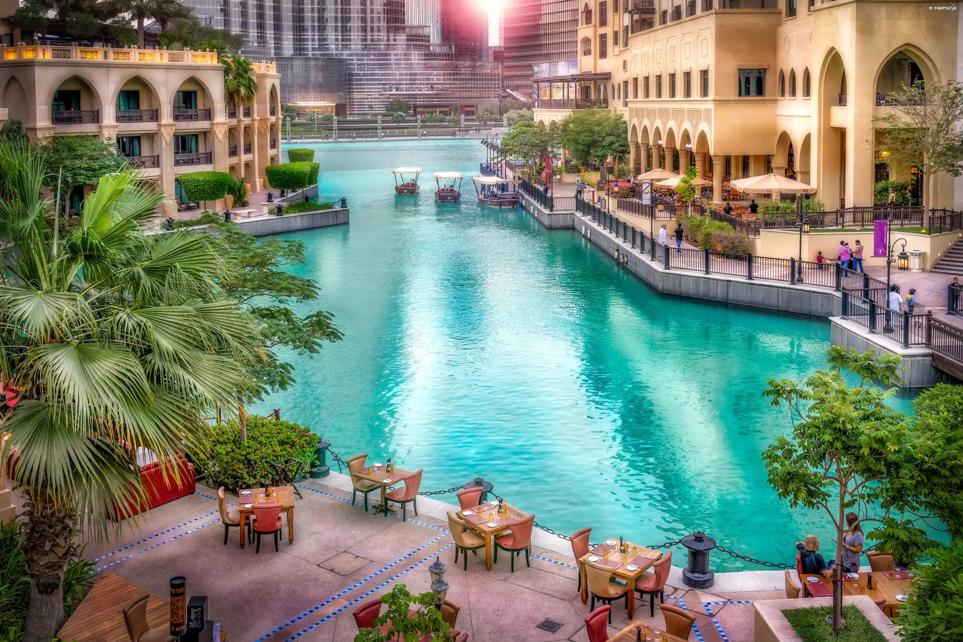 Taras, Hotele, Restauracja, HDR, Kanał, Dubaj