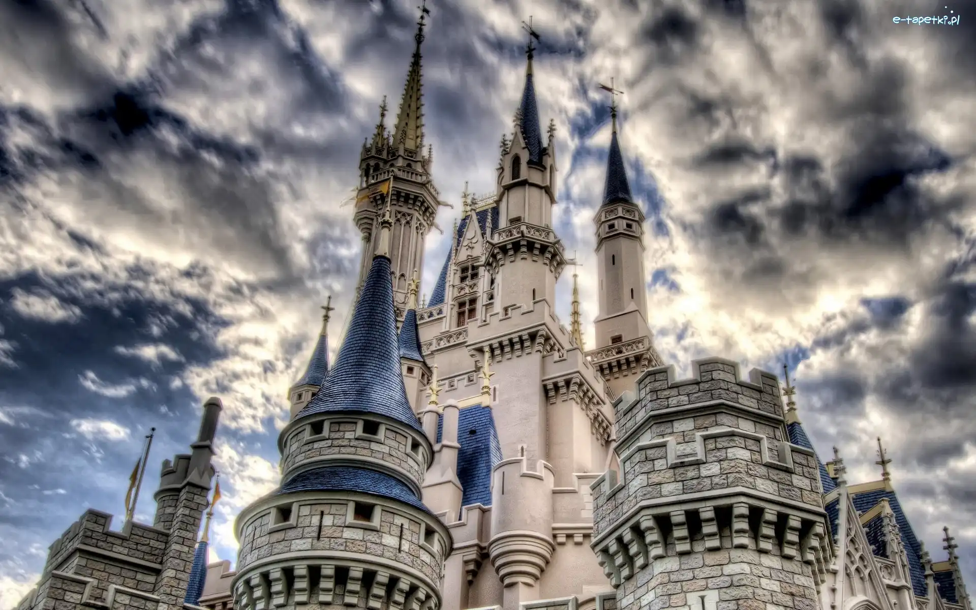 Disneyland, Niebo, Chmury, Zamek