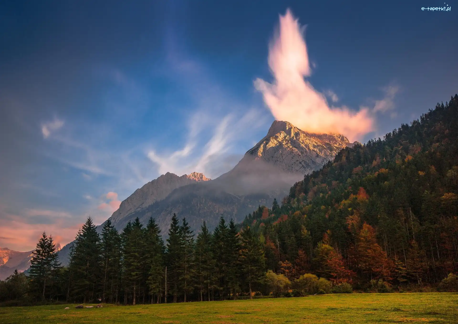Chmury, Łąka, Las, Góry