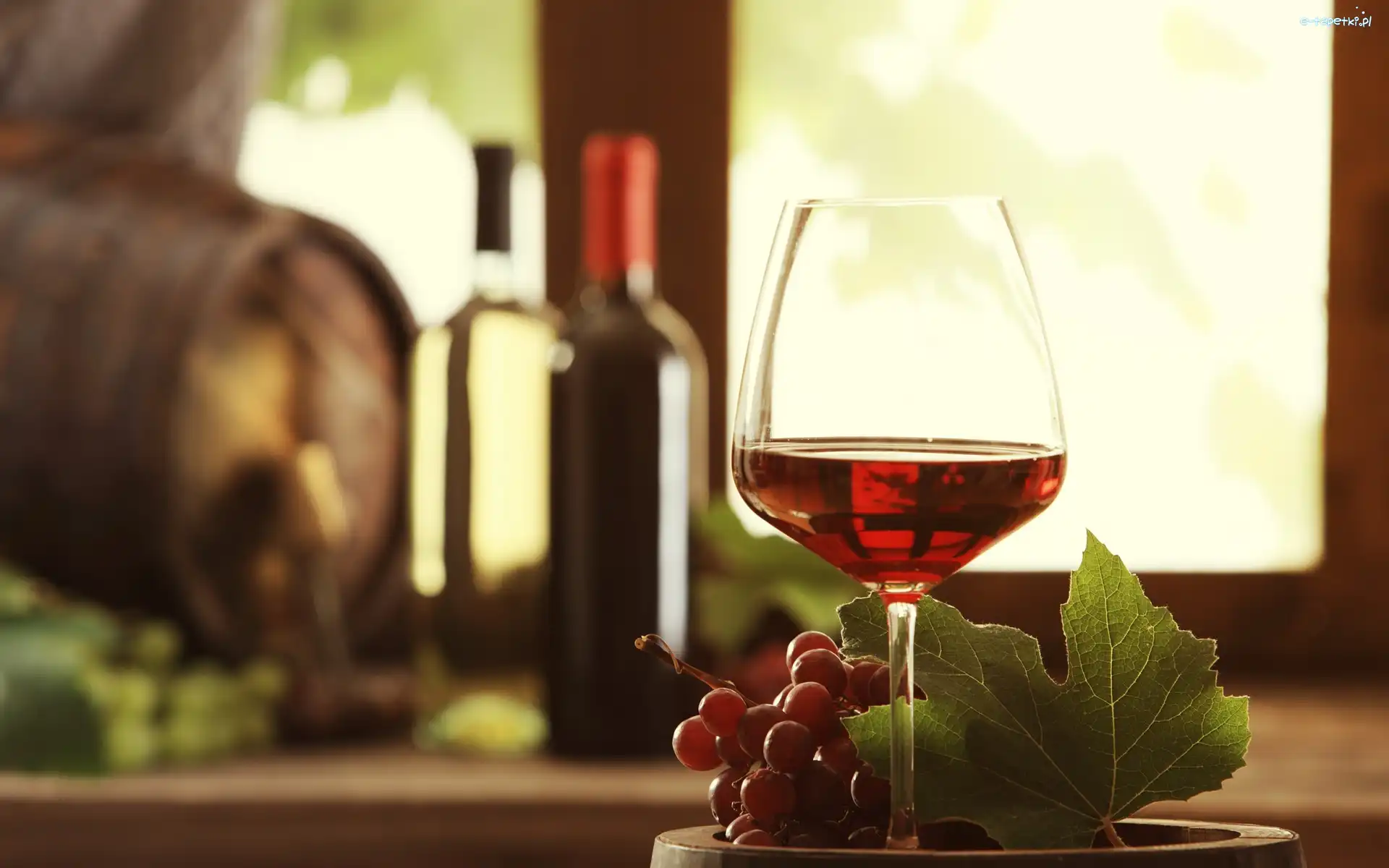 Kieliszek, Winogrono, Wino, Liść, Owoce