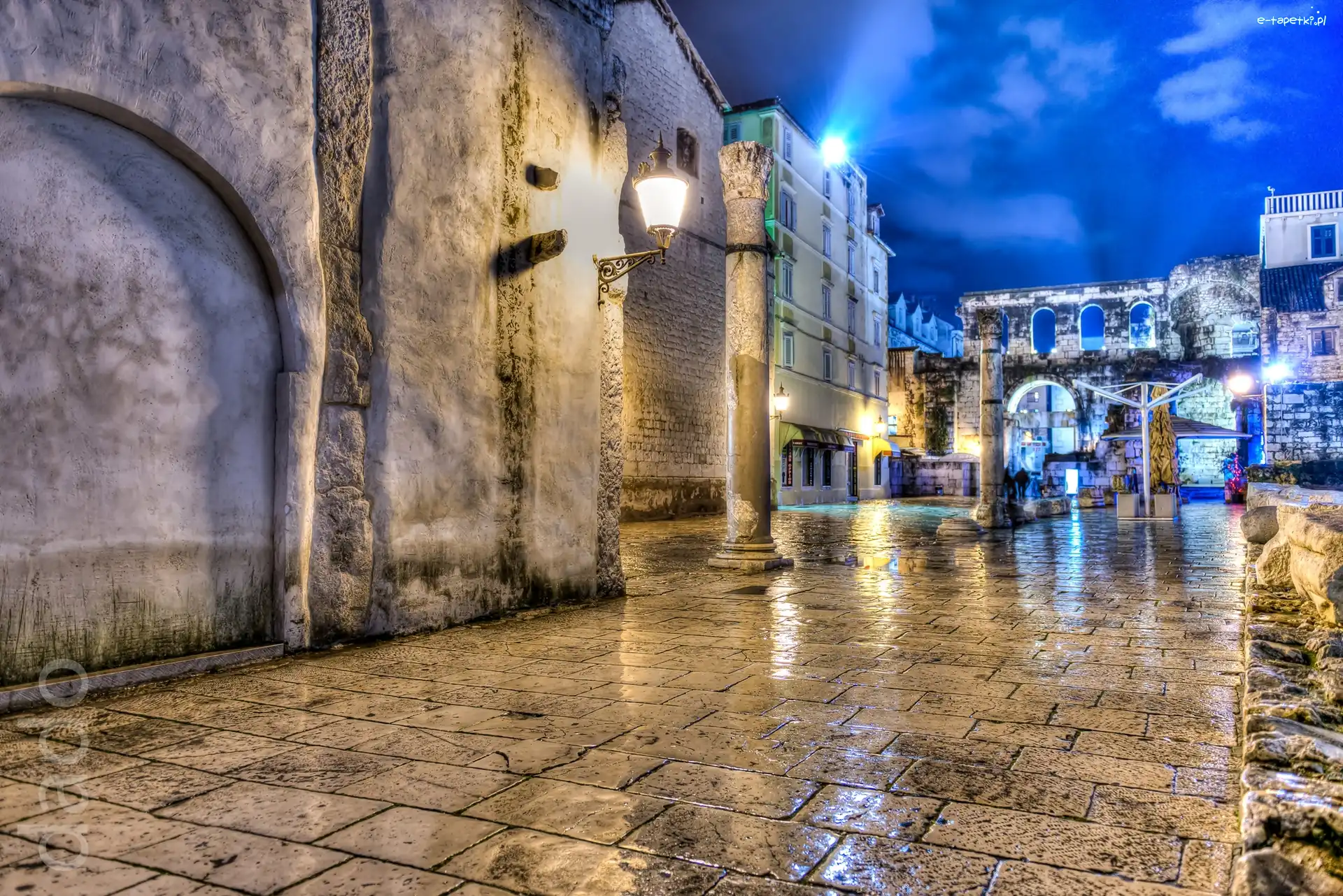 Domy, Noc, Ulica, HDR, Chorwacja
