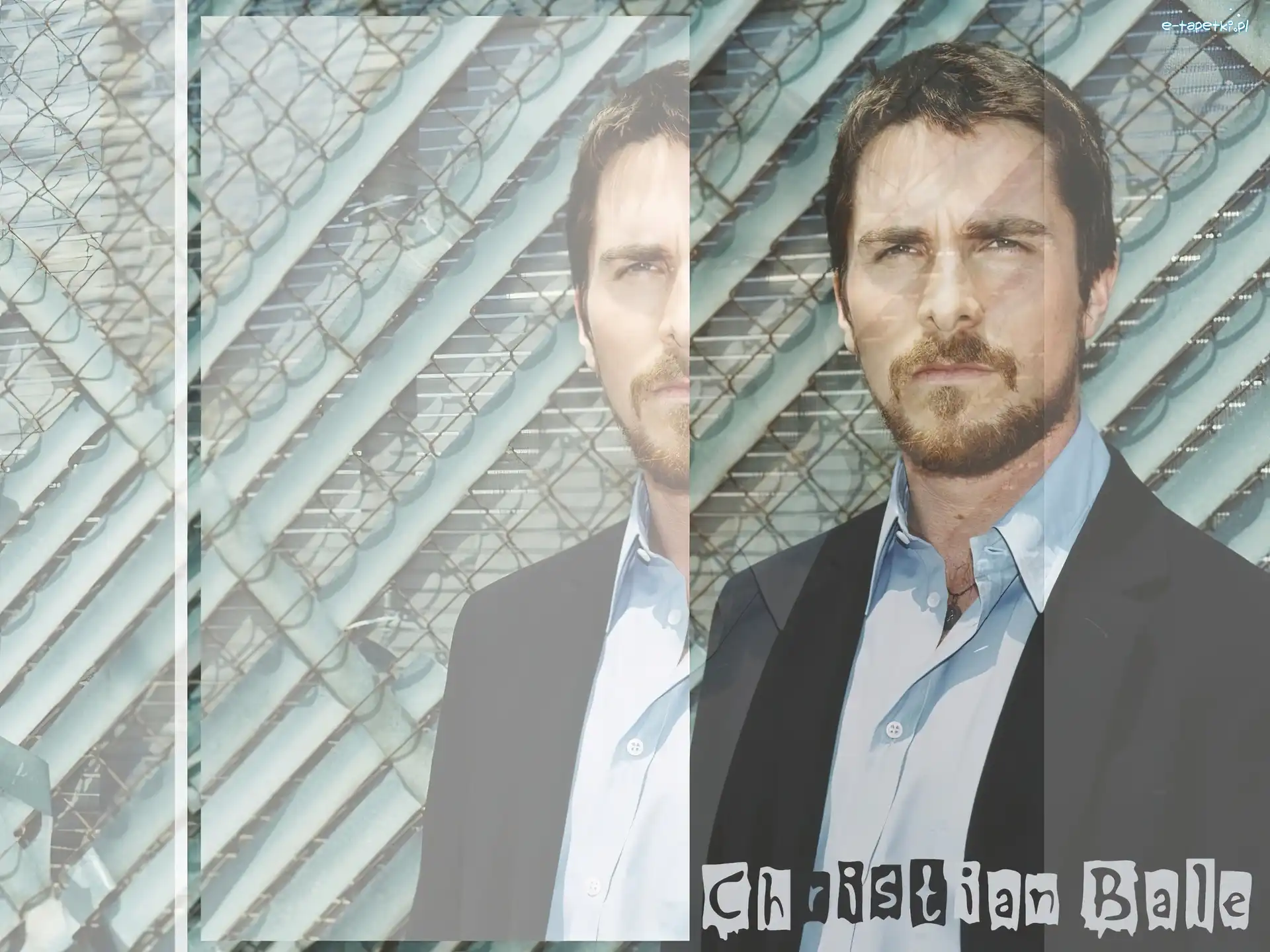 niebieska koszula, czarna marynarka, Christian Bale