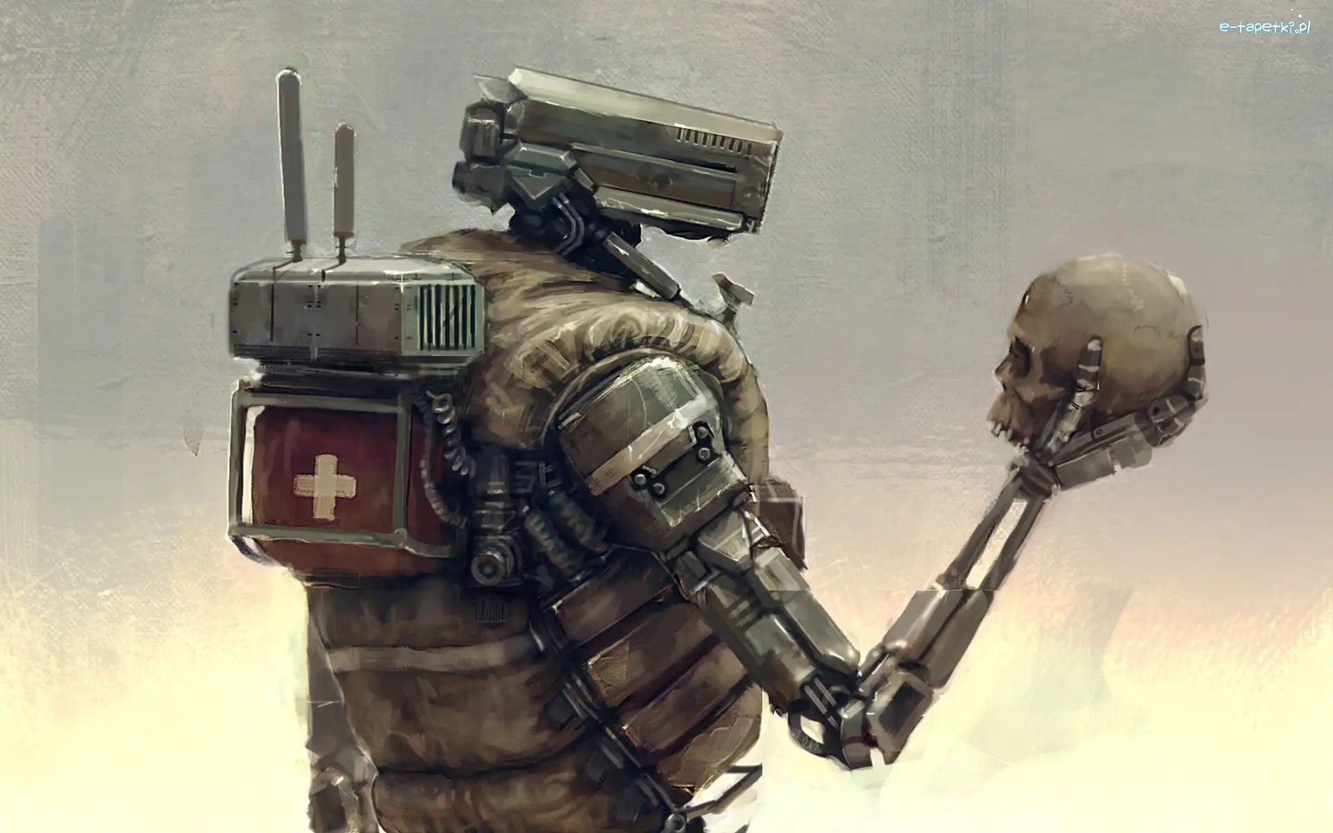 Rysunek, Czaszka, Robot