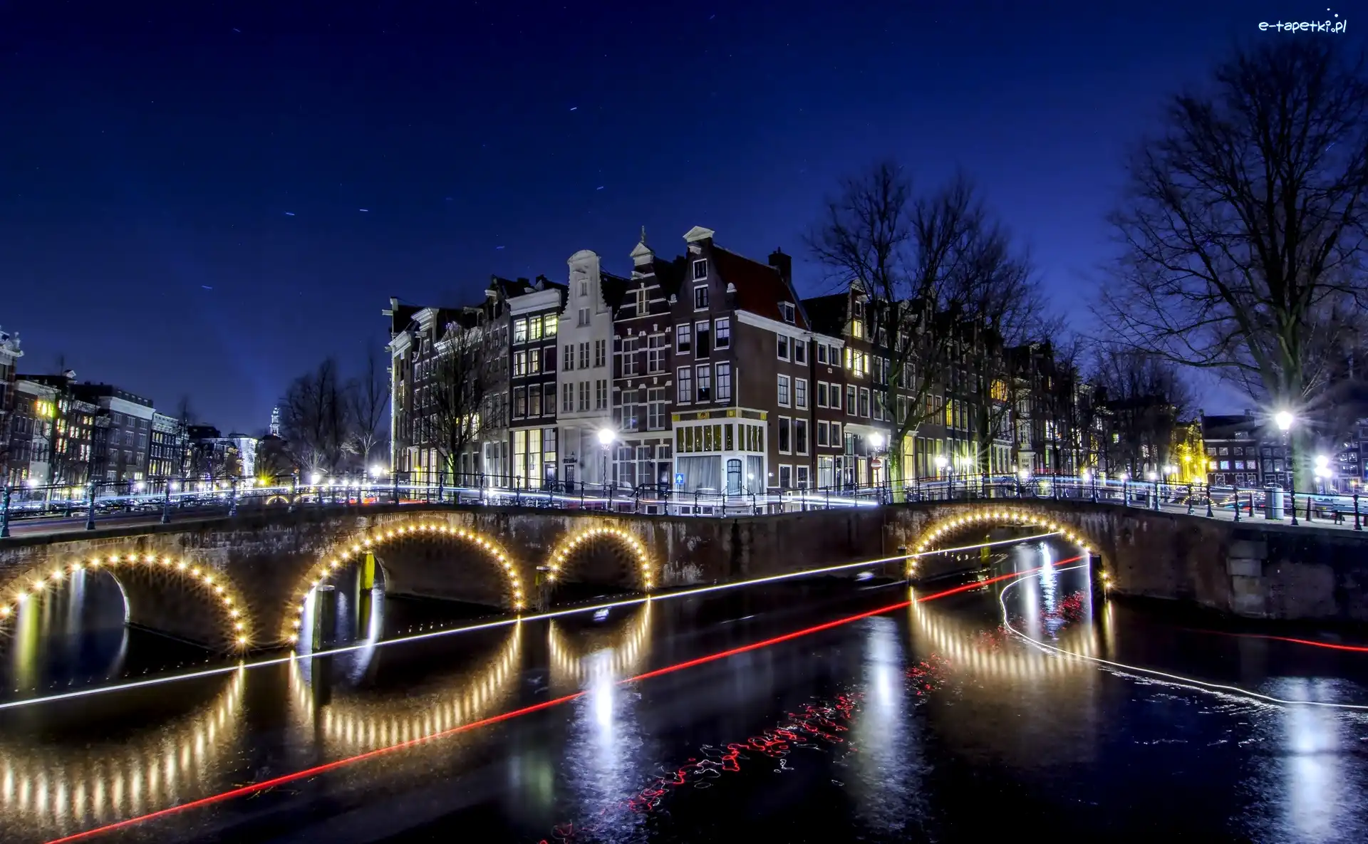 Kanał, Budynki, Most, Amsterdam